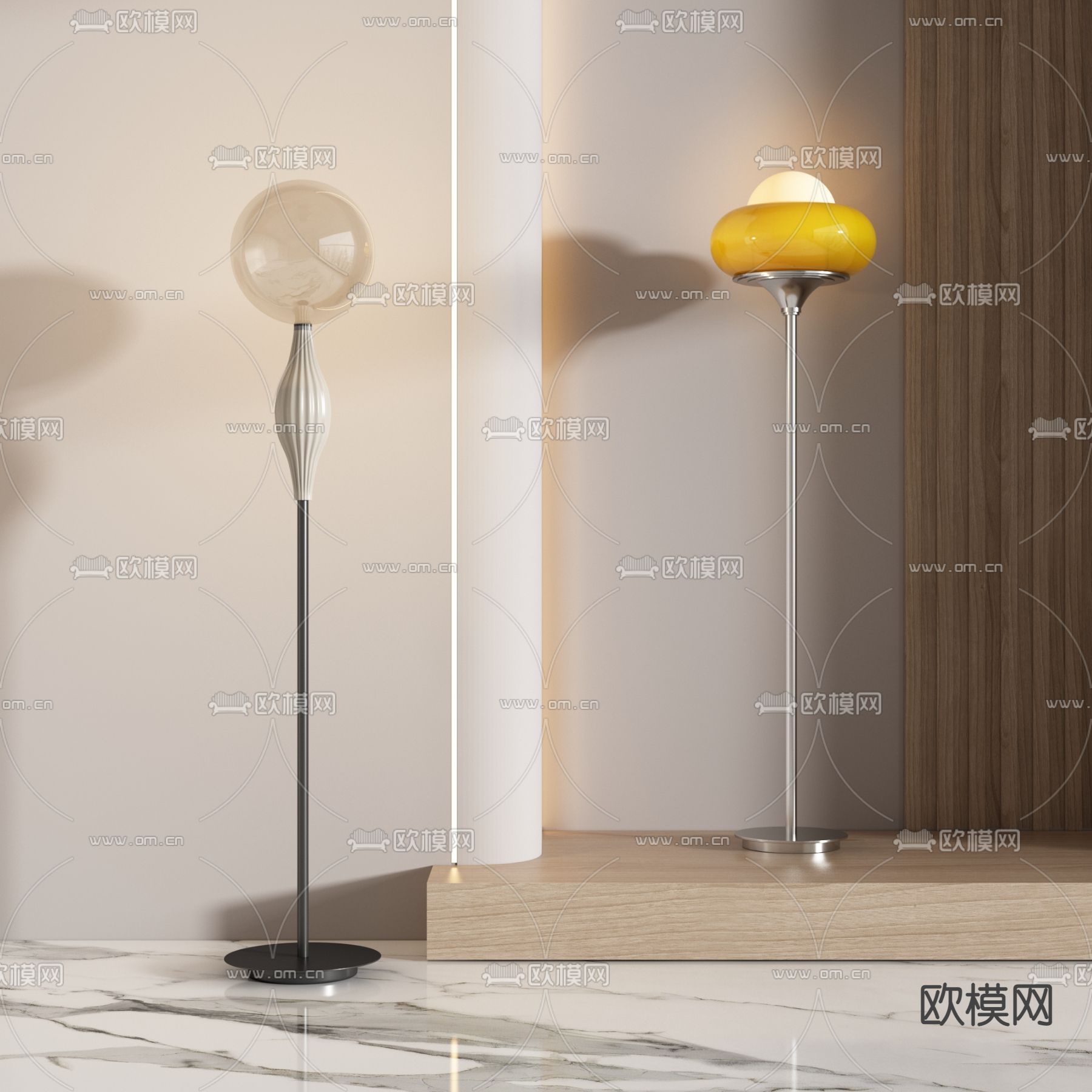 现代落地灯3d模型下载_ID12150641_3dmax免费模型-欧模网