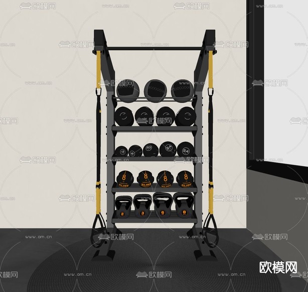 现代健身器材su模型下载(渲染图2)