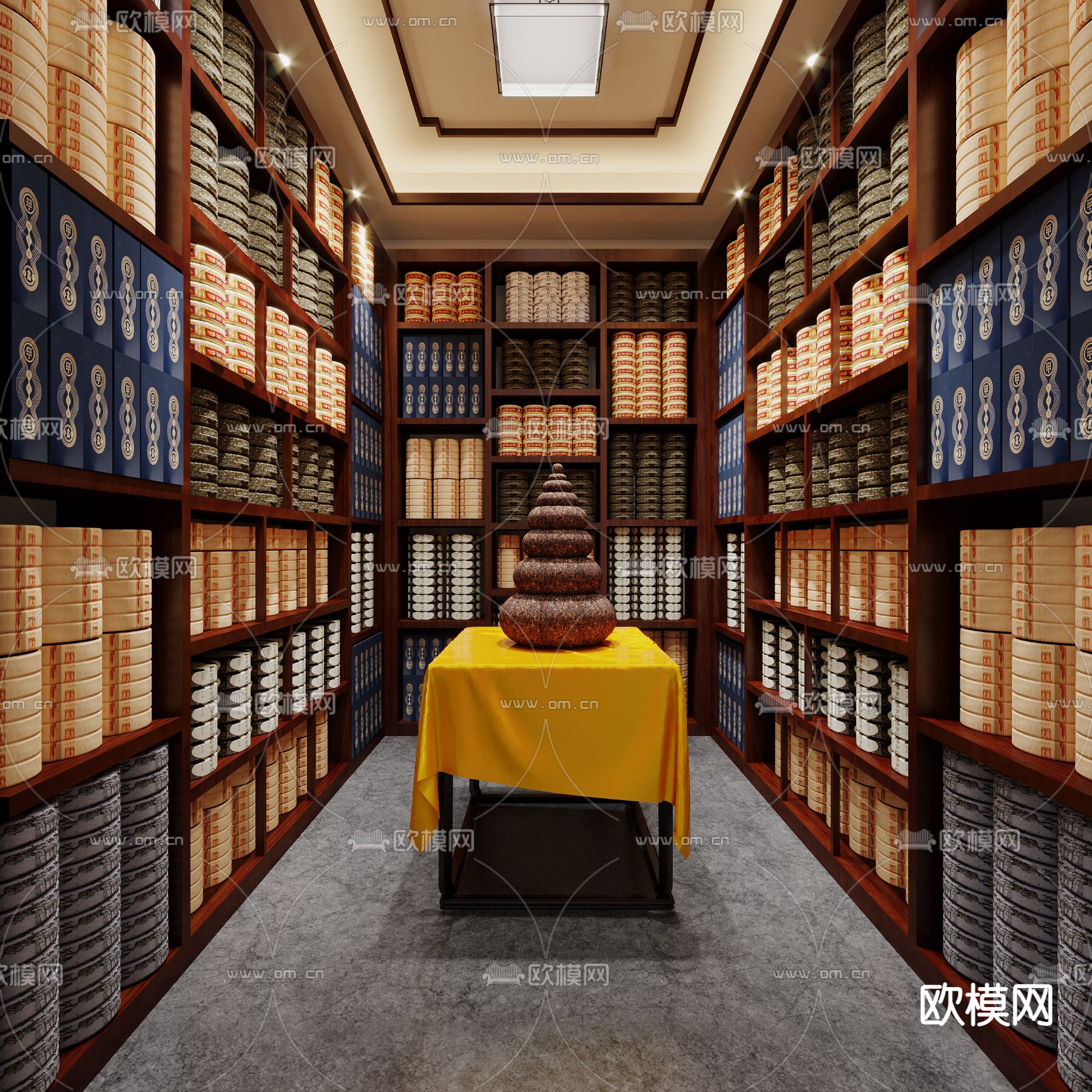 新中式茶叶专卖店免费3d模型下载（渲染图4）