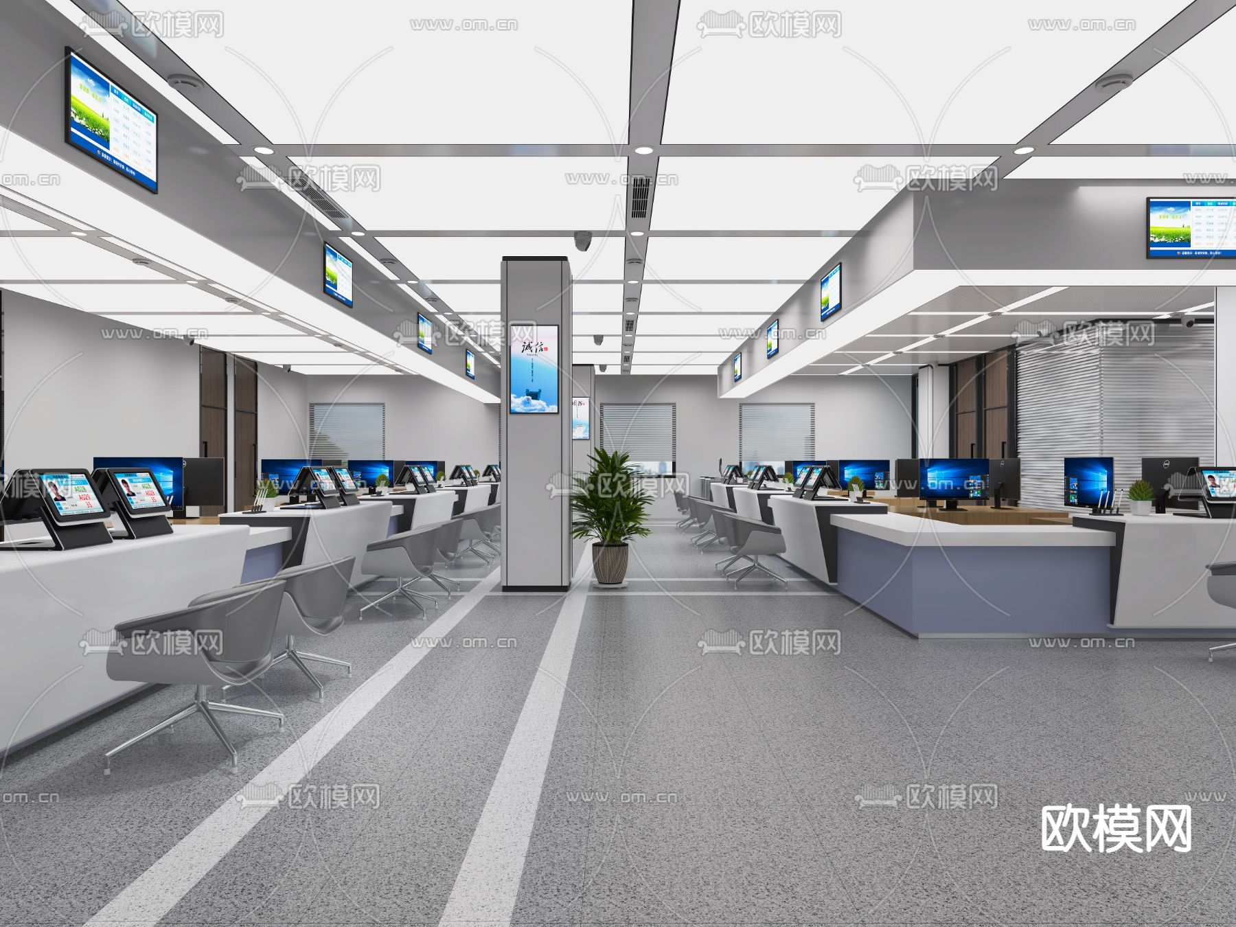 现代服务中心大厅3D模型下载（渲染图1）