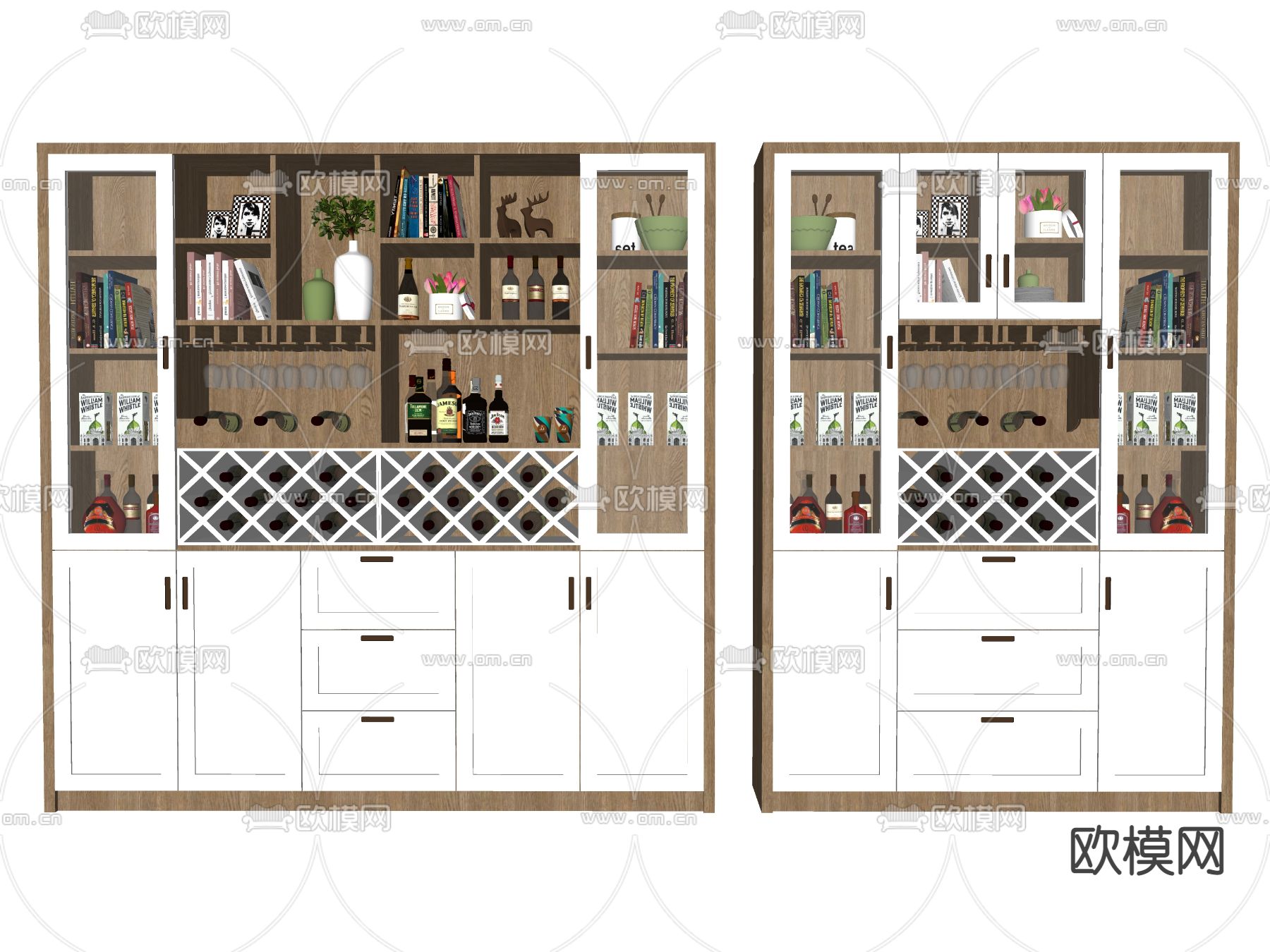 现代轻奢酒柜su模型下载（渲染图2）