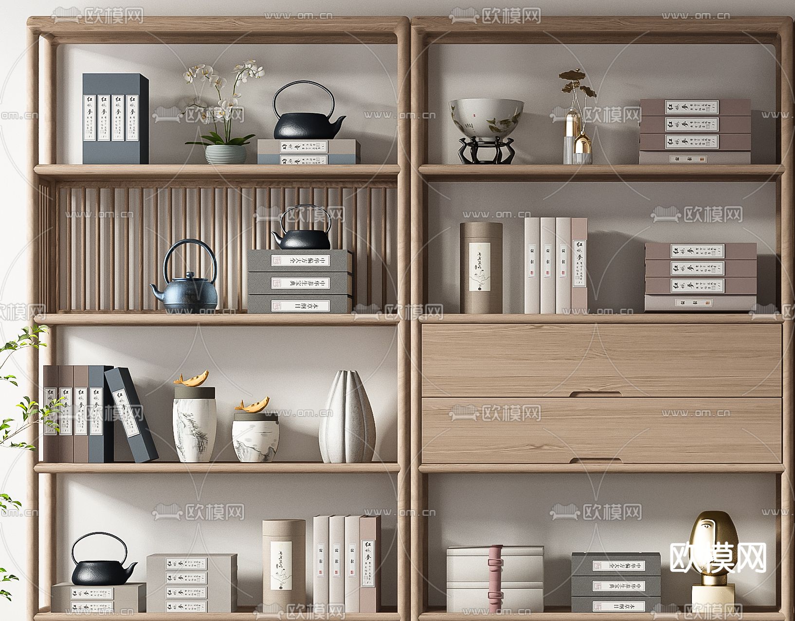新中式博古架3d模型下载（渲染图2）