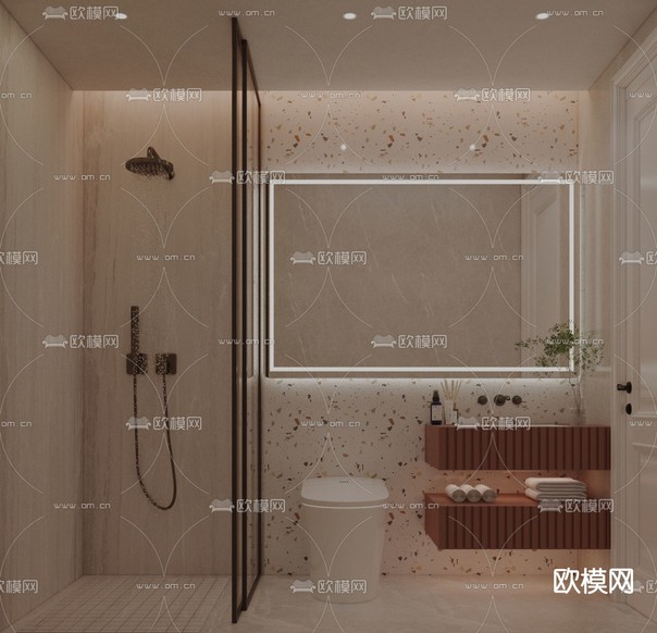 现代卫生间 卫浴免费3d模型下载