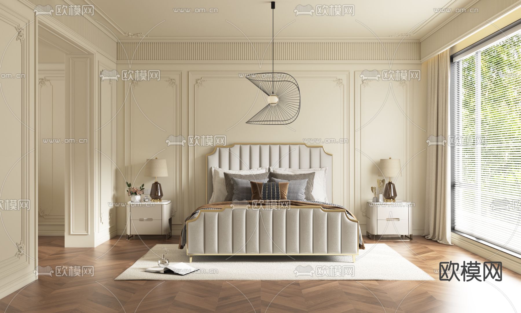 法式卧室 次卧免费3d模型下载