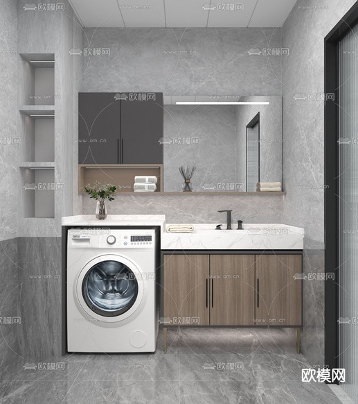 现代卫生间免费3d模型下载(渲染图1)