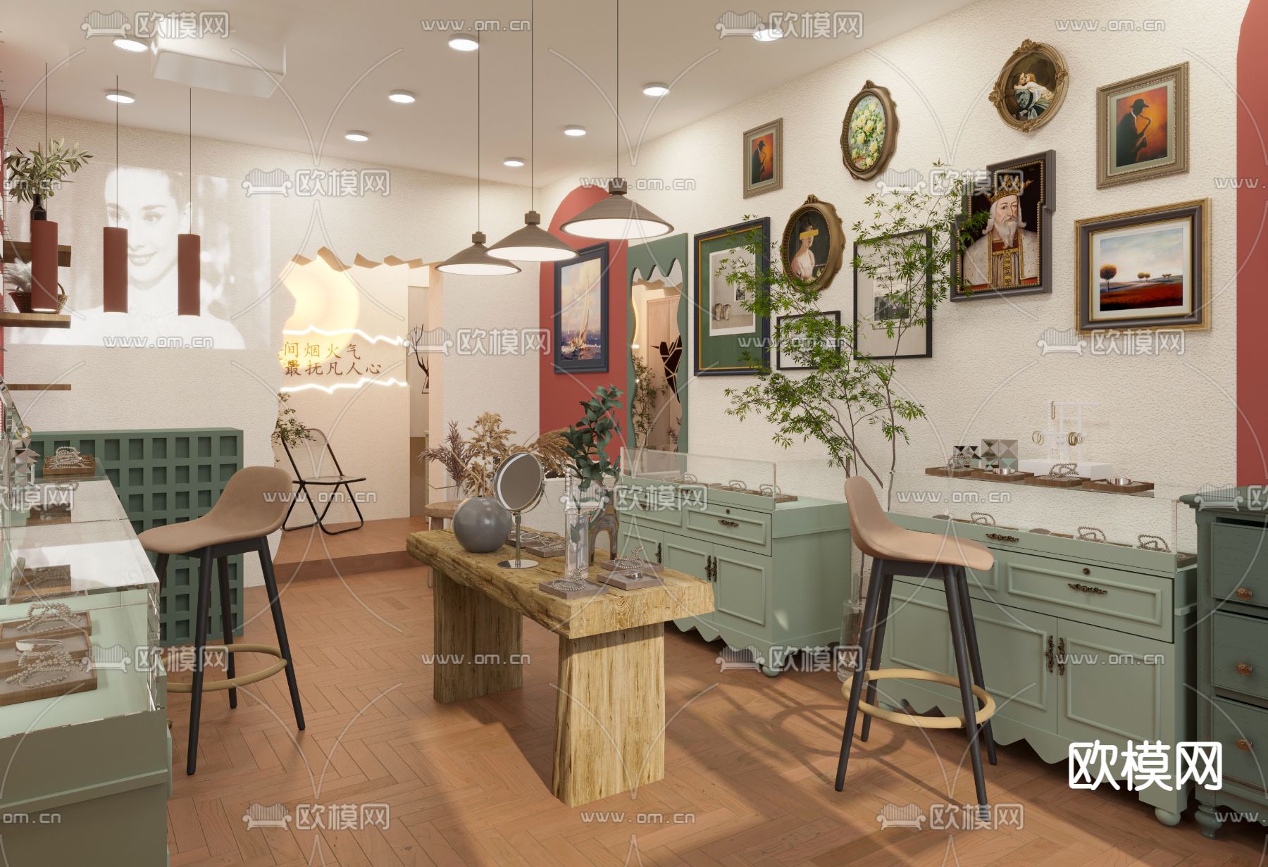 现代饰品店门头 门面免费3d模型下载（渲染图3）