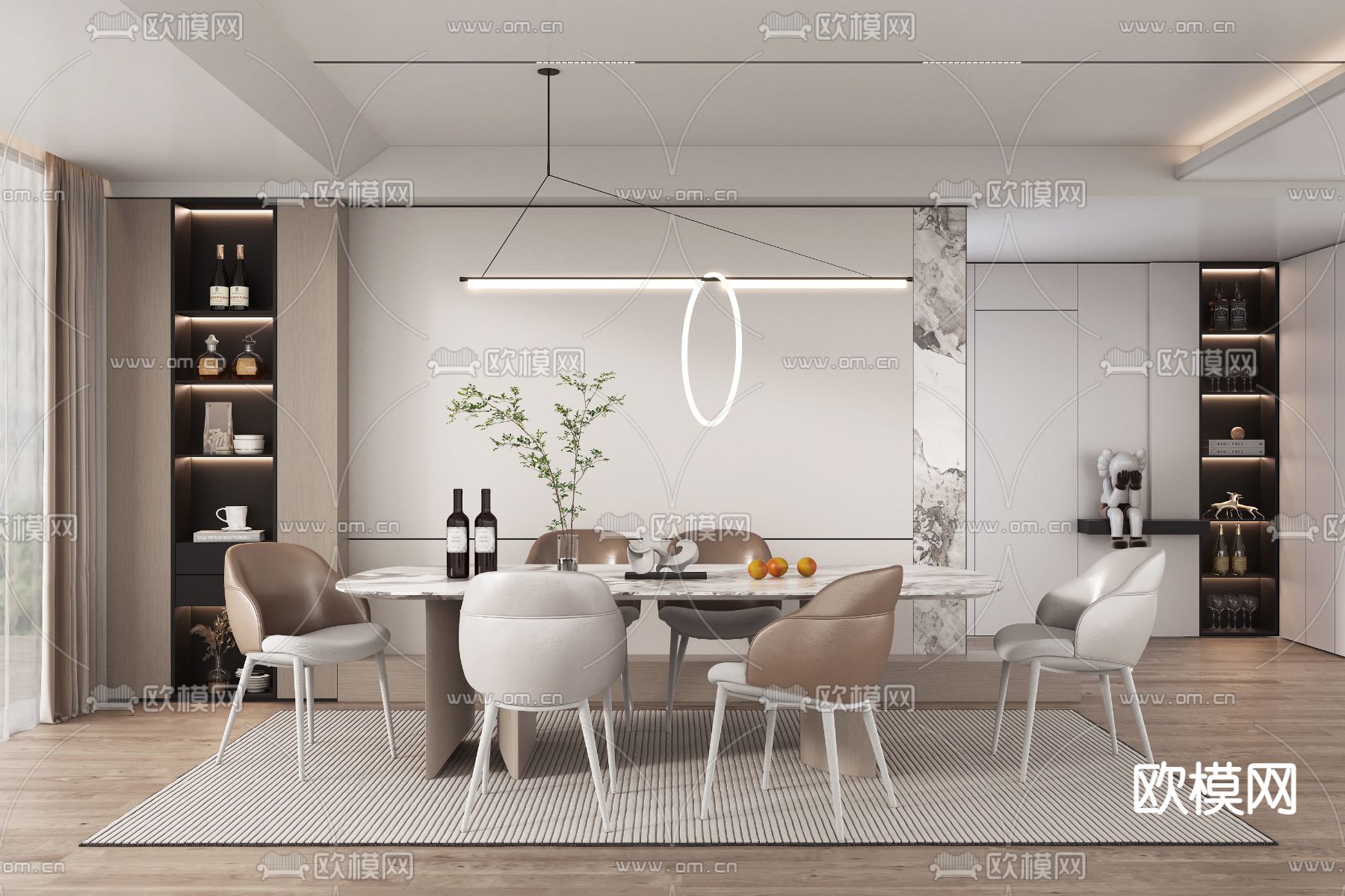 现代餐厅3d模型下载_ID12150048_3dmax免费模型-欧模网