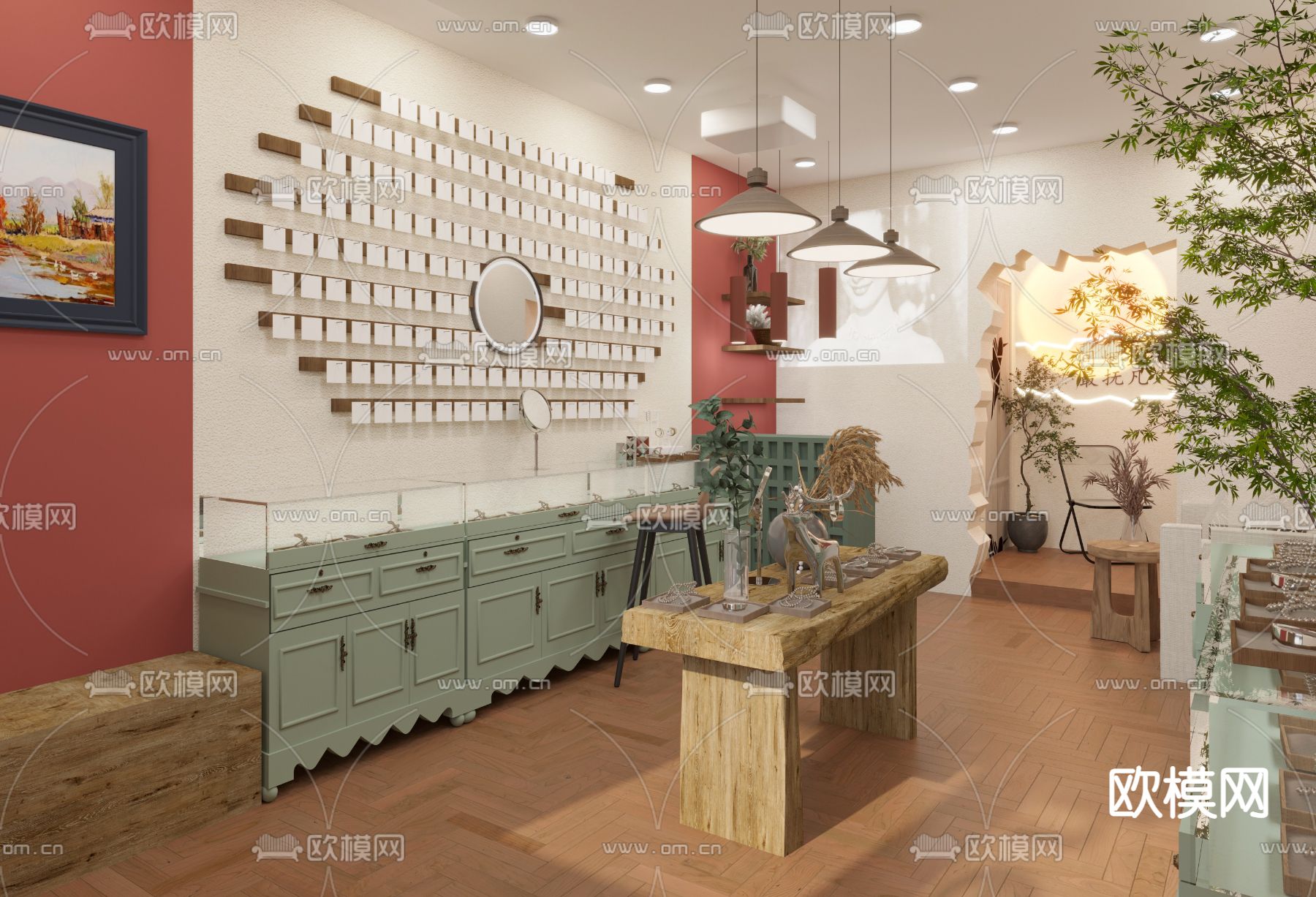 现代饰品店门头 门面免费3d模型下载（渲染图2）