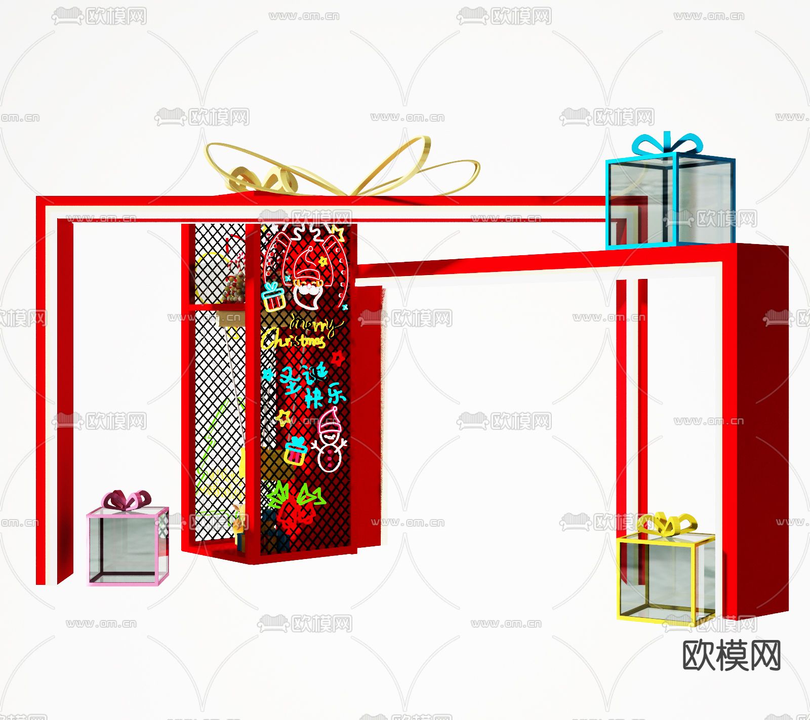 现代节日美陈 商场美陈 门头装饰3d模型下载