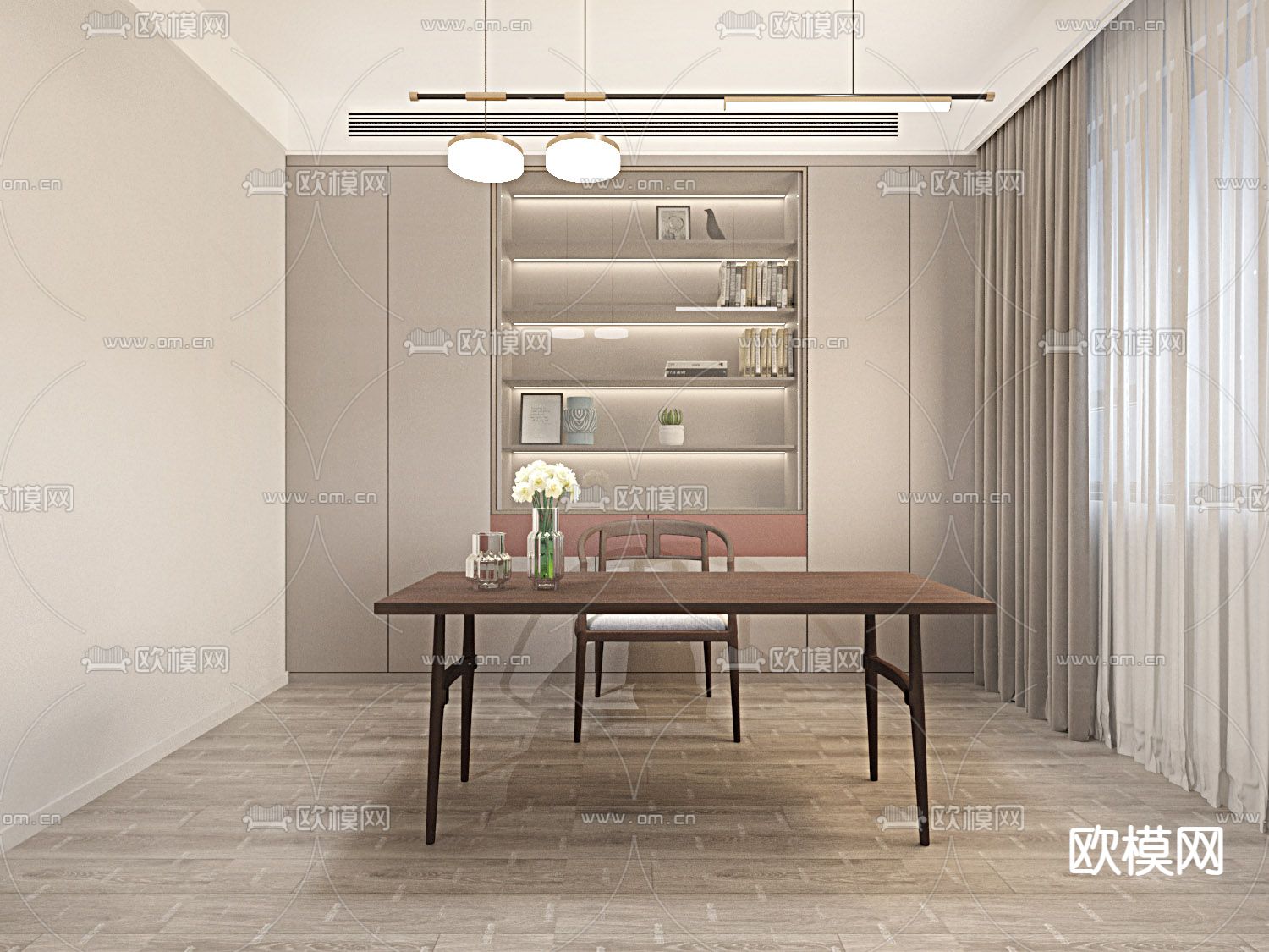 侘寂书房免费3d模型下载