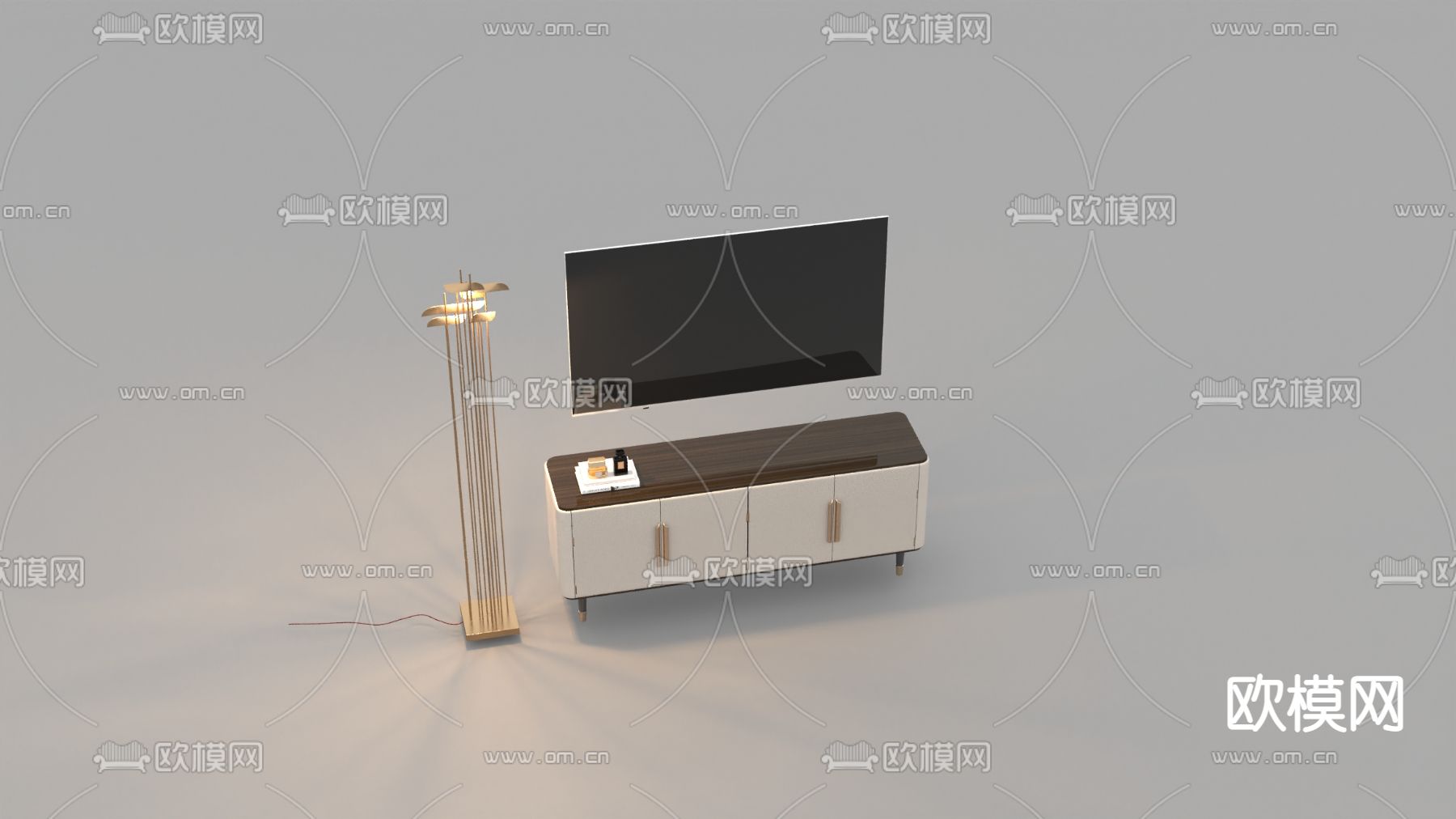现代轻奢实木电视柜免费3d模型下载_ID12151072_3dmax免费模型-欧模网