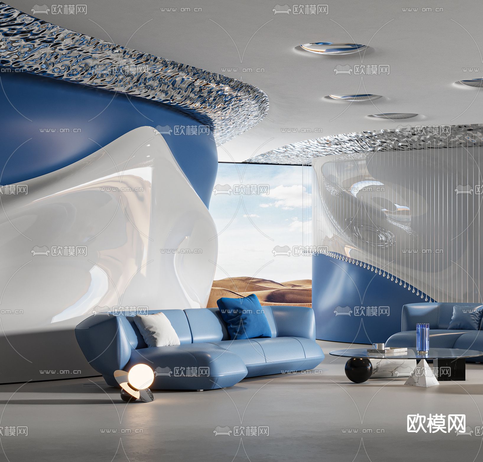 现代公司大厅 休息区3d模型下载（渲染图3）