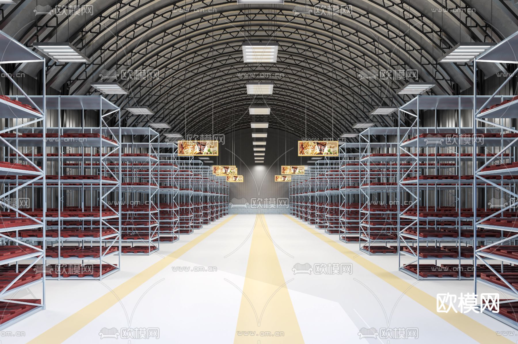 现代工装仓库免费3d模型下载（渲染图1）