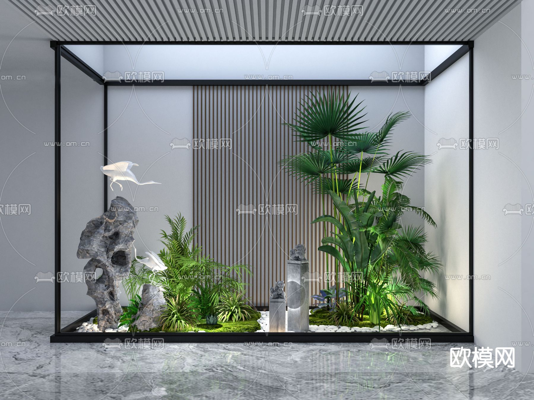 现代室内植物景观小品免费3d模型下载_ID12121570_3dmax免费模型-欧模网
