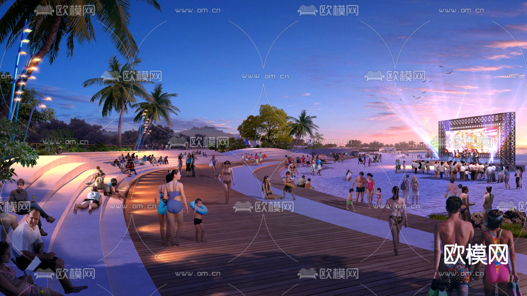 现代海边沙滩泳衣人物psd下载