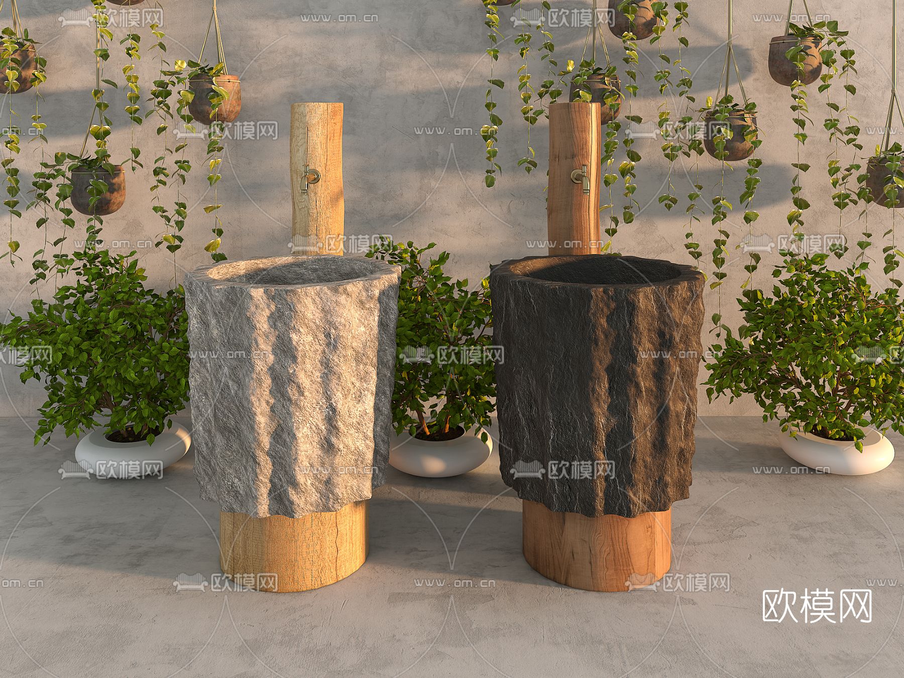 新中式立柱式洗手台3d模型下载