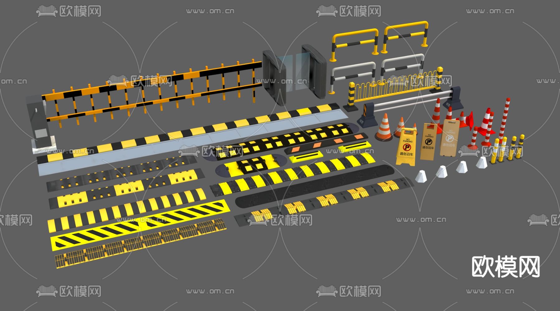 现代减速带缓冲带su模型下载_ID12147111_sketchup模型下载-欧模网