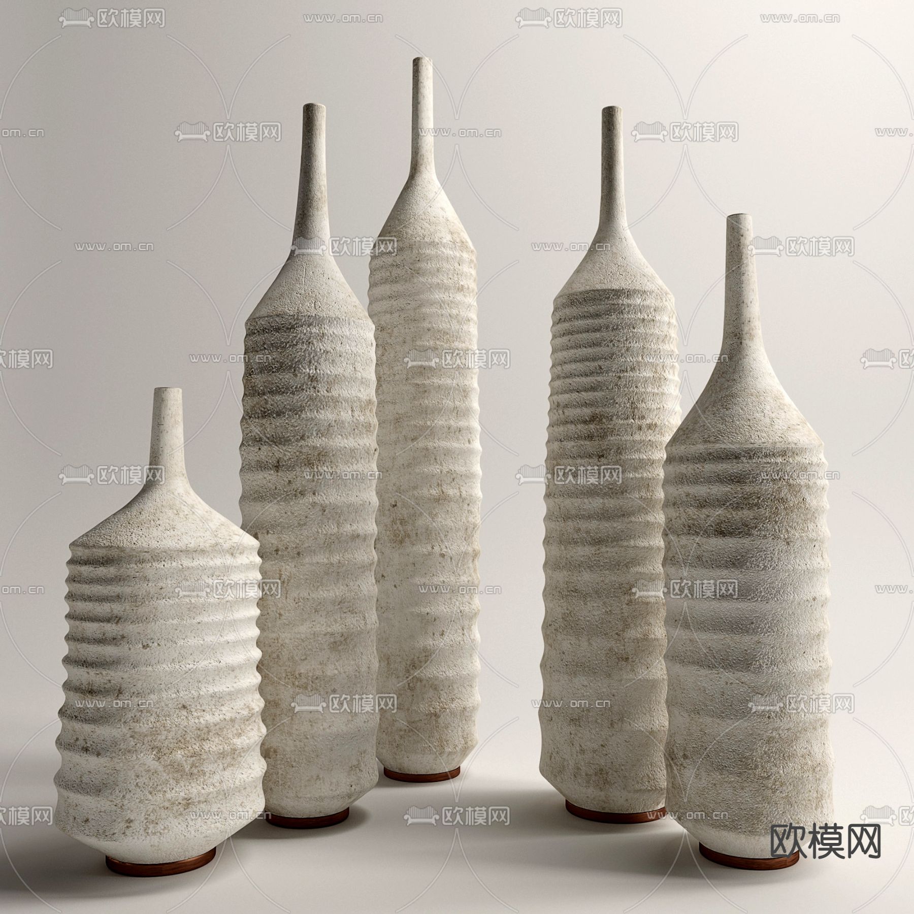 侘寂风陶制花瓶免费3d模型下载（渲染图1）