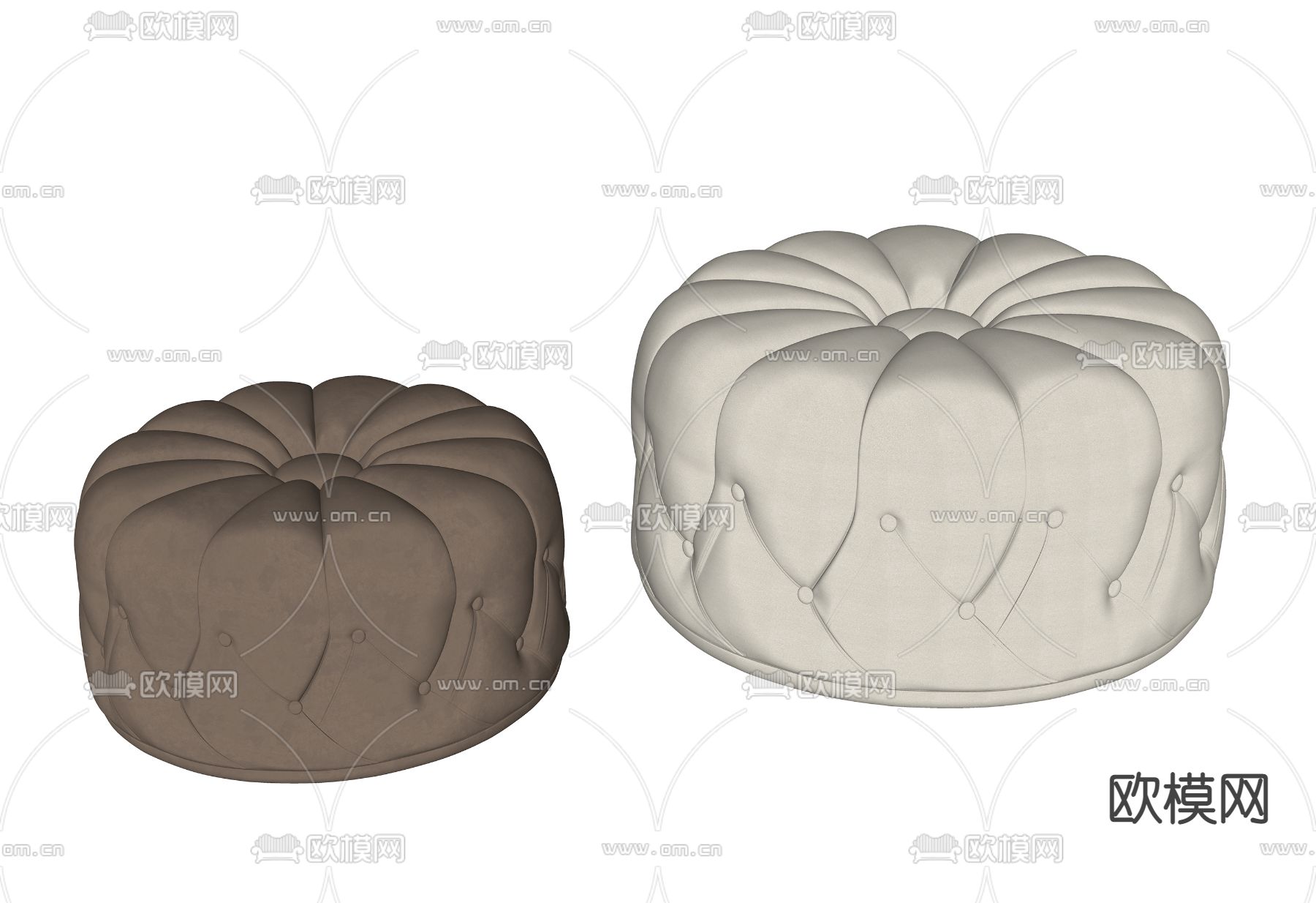 简欧南瓜凳 圆凳 凳子su模型下载（渲染图2）