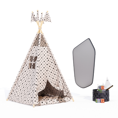  北欧风波点儿童帐篷su模型 