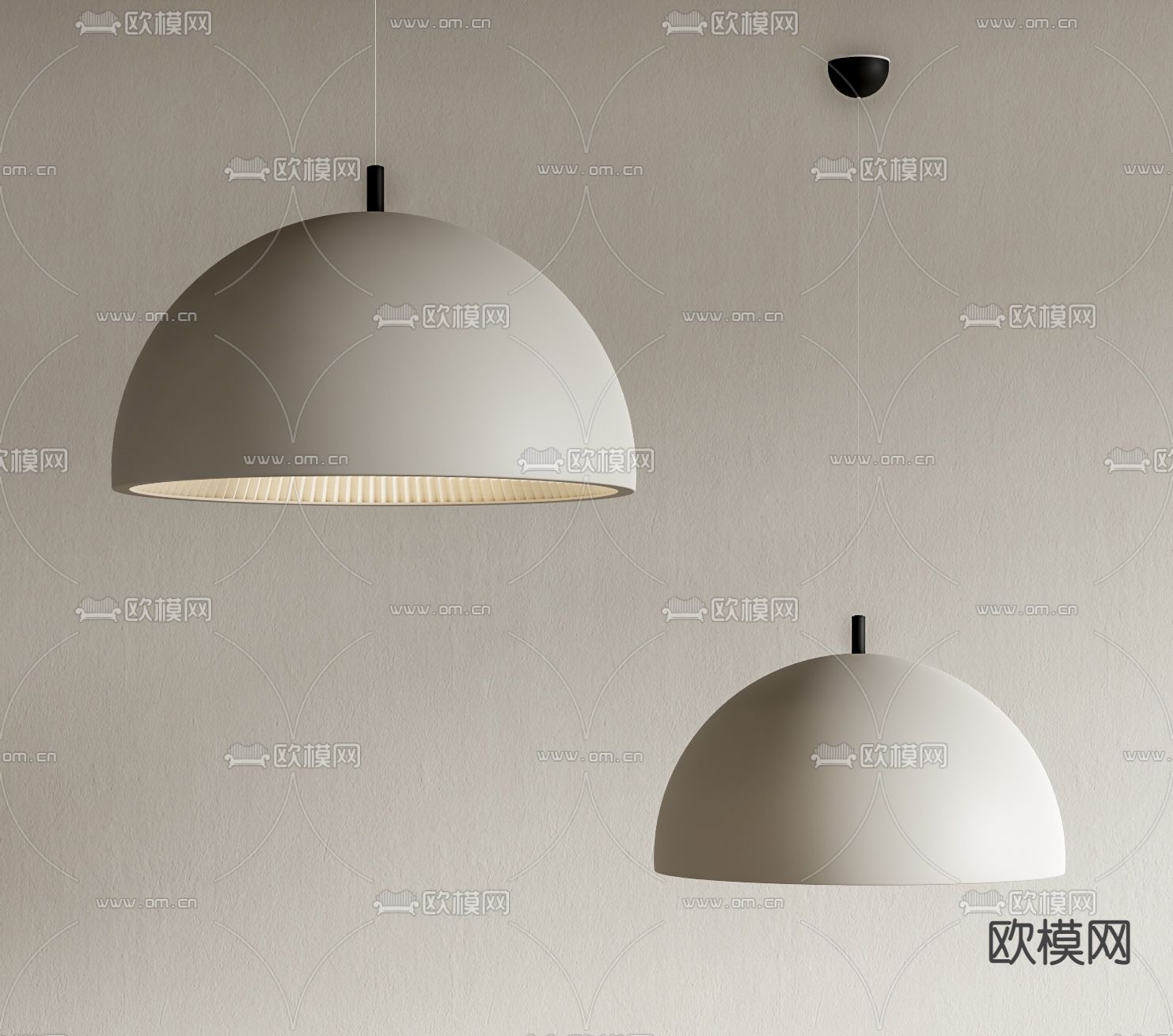 现代半圆形吊灯su模型下载（渲染图1）