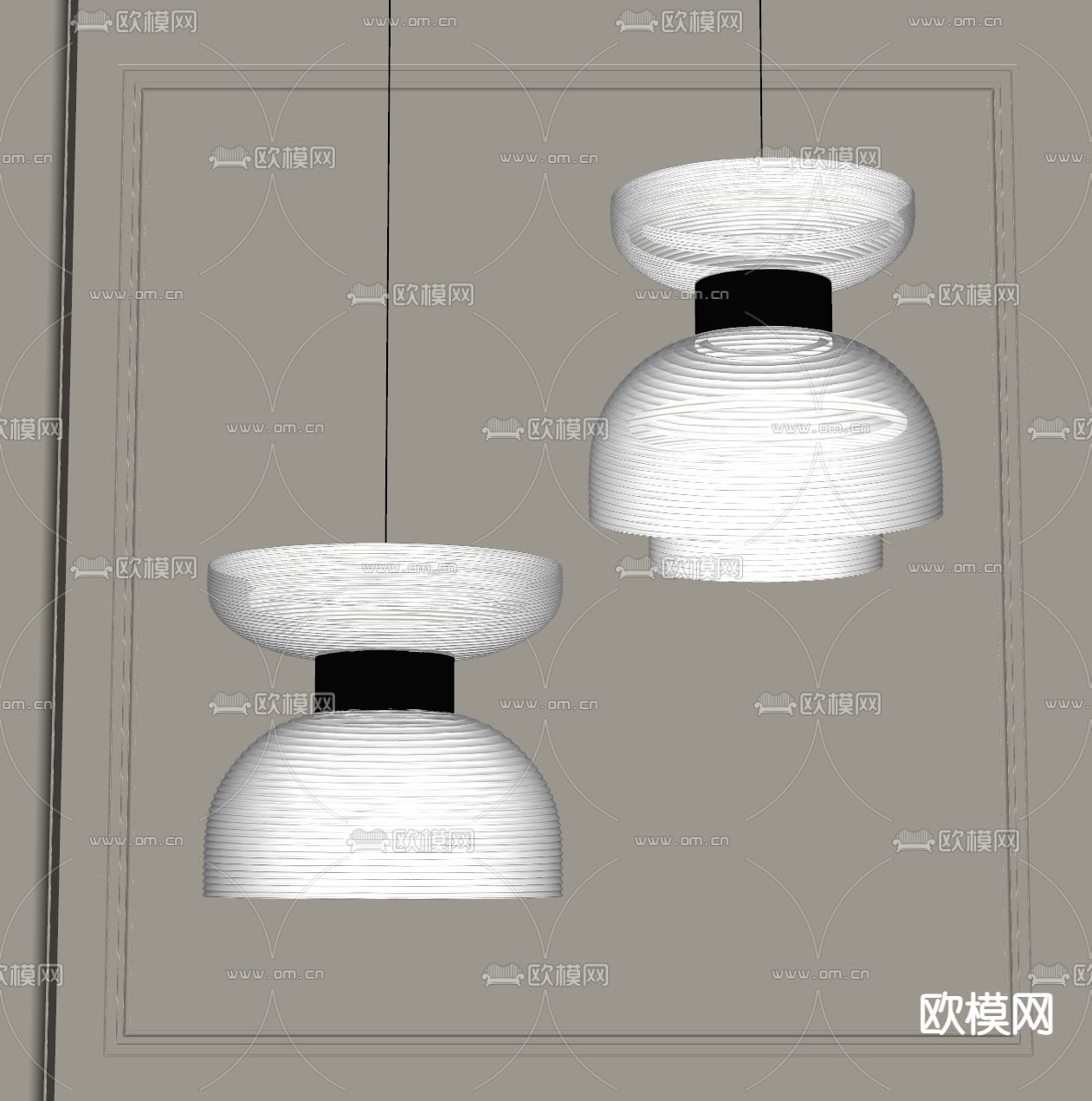 侘寂风艺术吊灯su模型下载（渲染图2）
