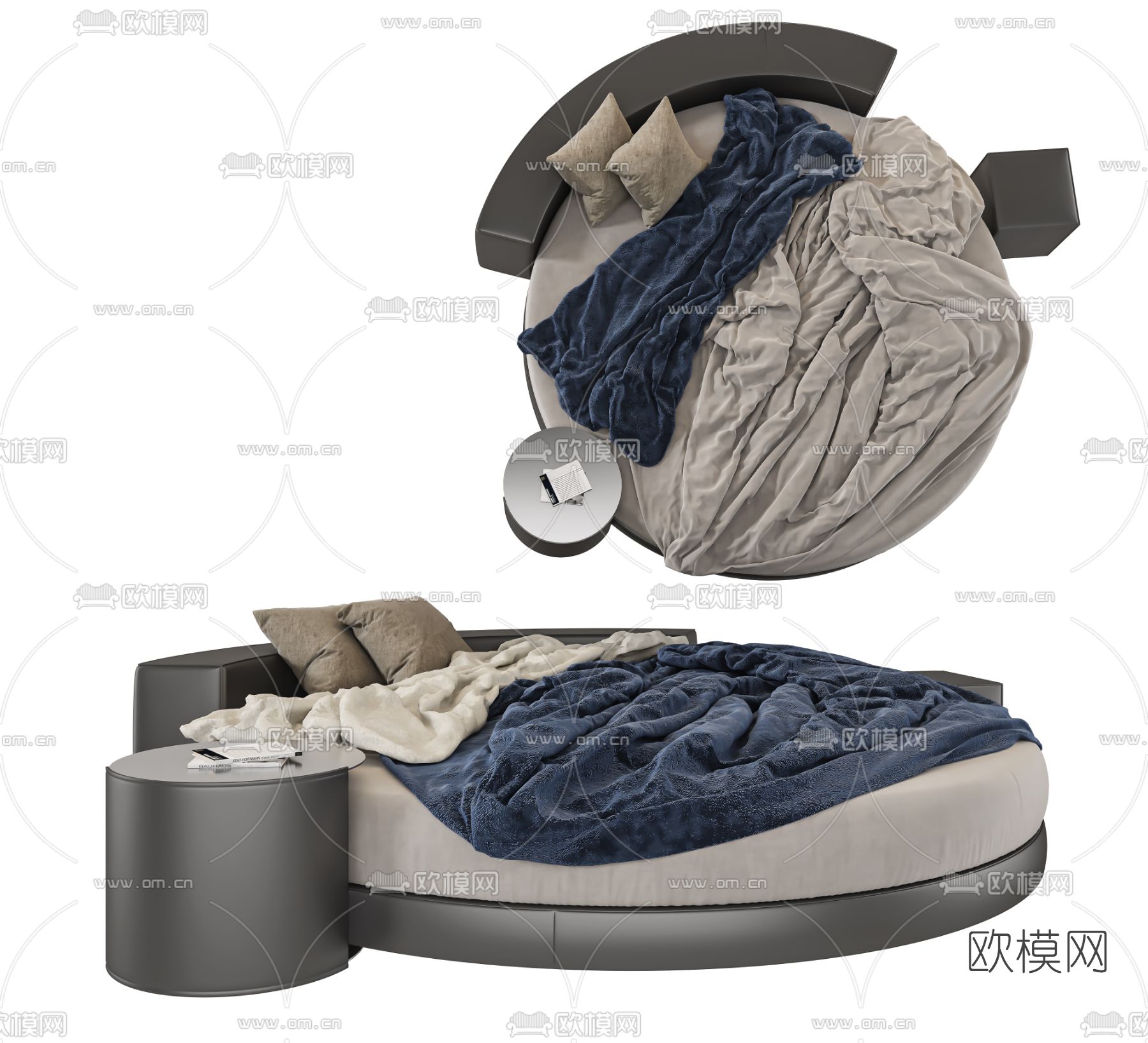 现代圆床3d模型下载