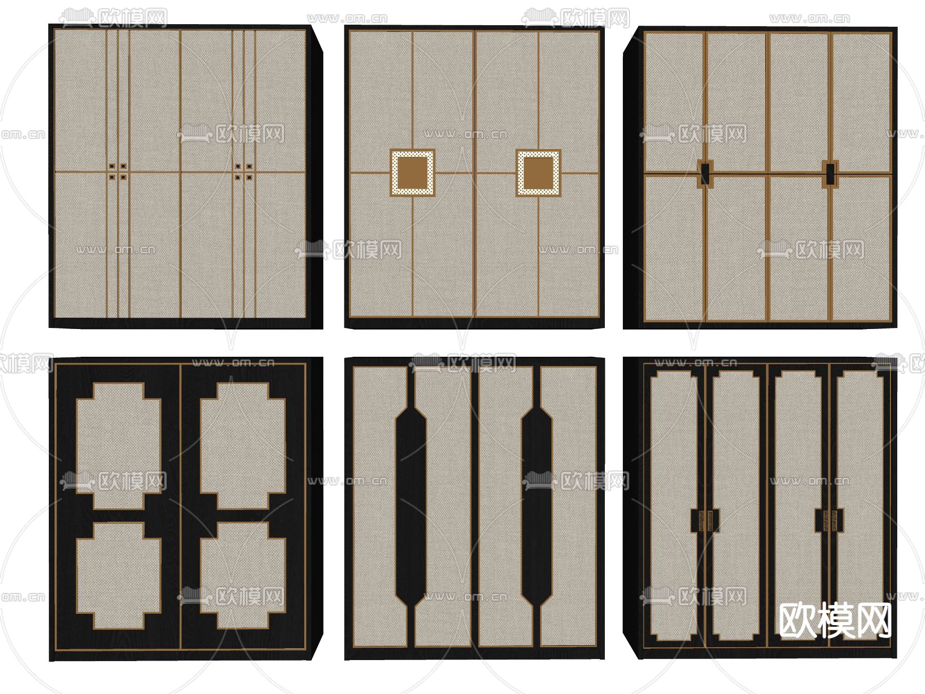 新中式衣柜su模型下载（渲染图2）