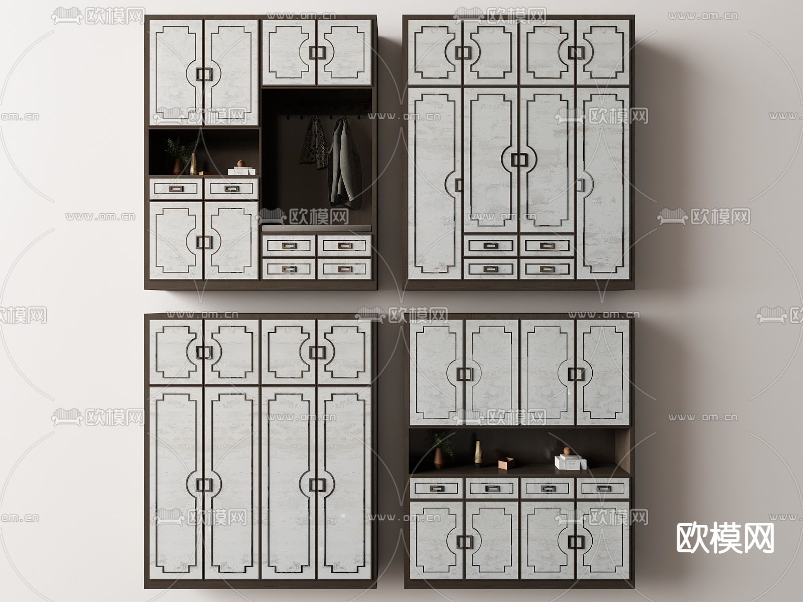 新中式玄关鞋柜su模型下载（渲染图1）