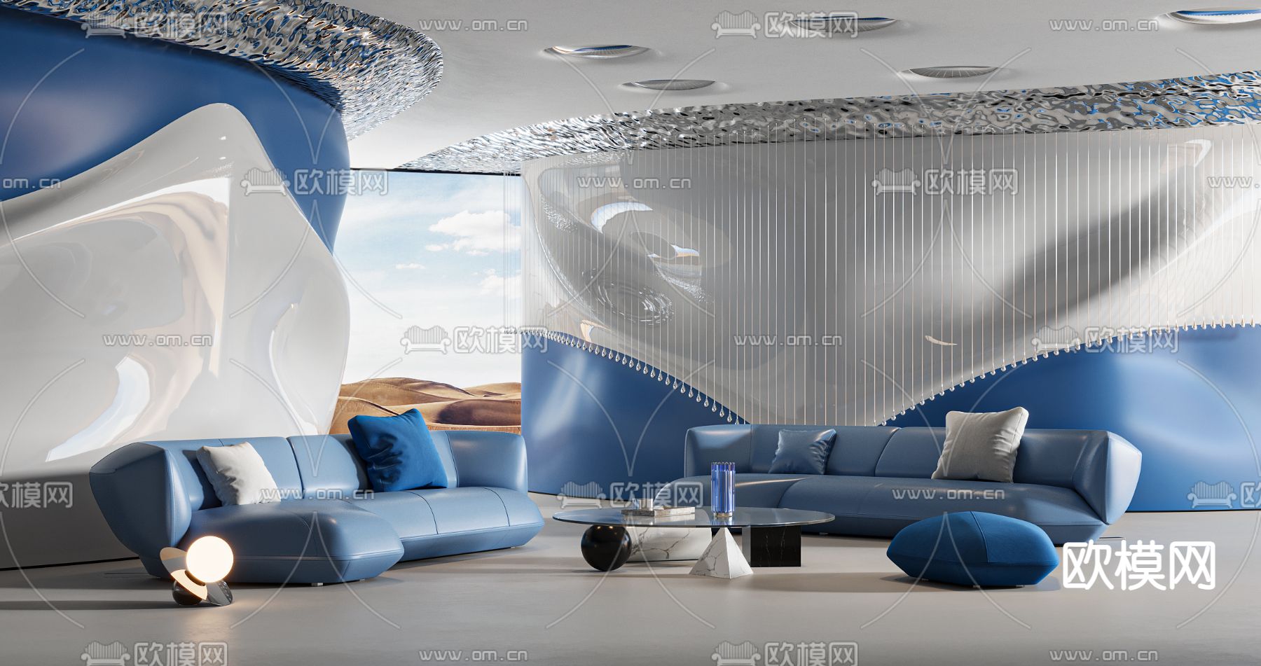 现代公司大厅 休息区3d模型下载（渲染图2）