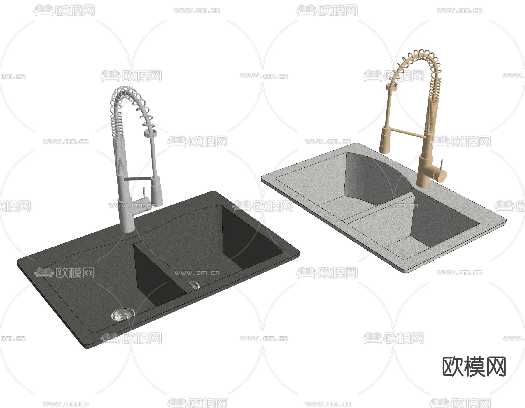 现代水槽 洗菜池su模型下载（渲染图2）