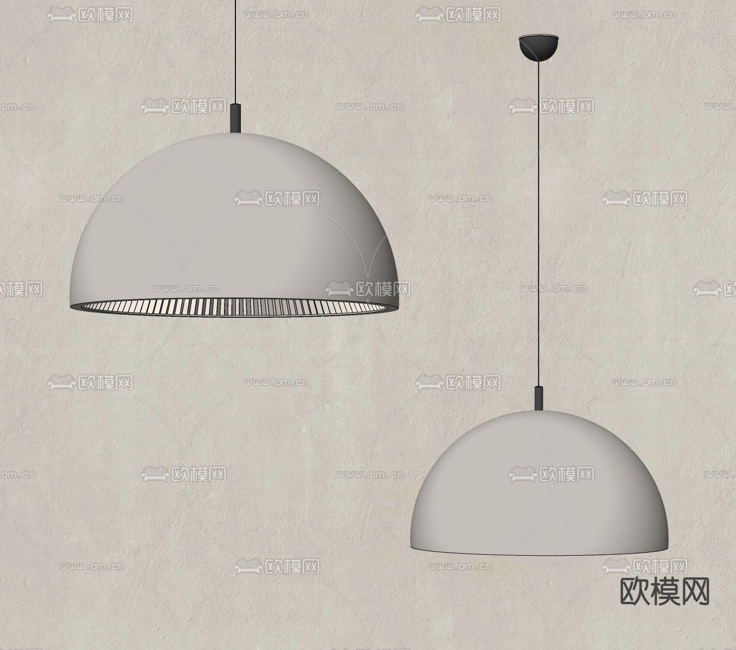 现代半圆形吊灯su模型下载（渲染图2）