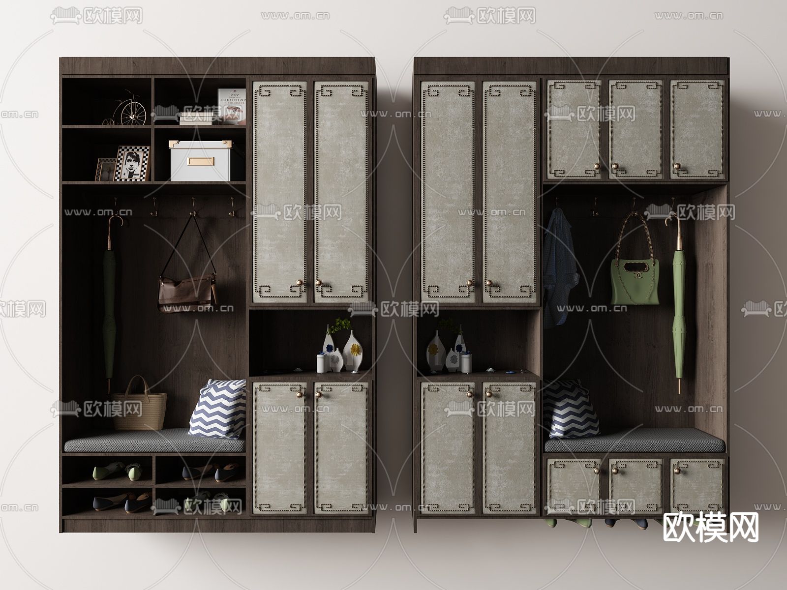 新中式玄关鞋柜su模型下载（渲染图1）