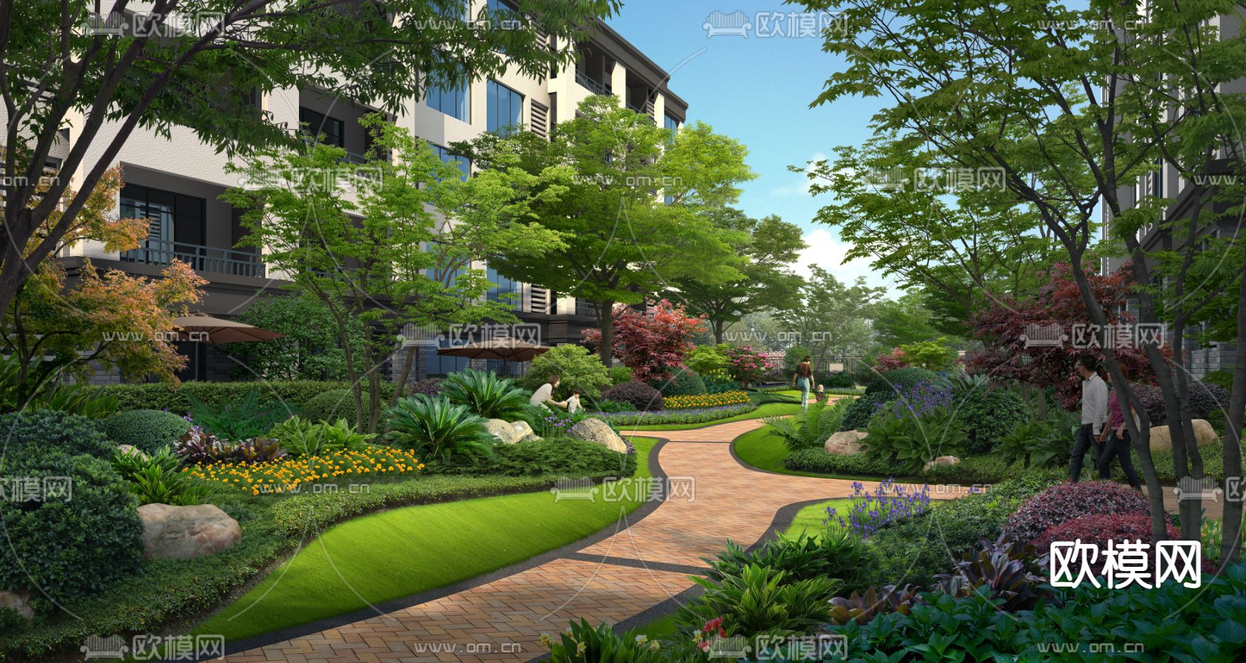现代公园园林景观psd下载_ID12148400_3dmax免费模型-欧模网