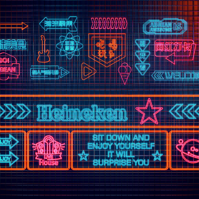  现代霓虹灯su模型 