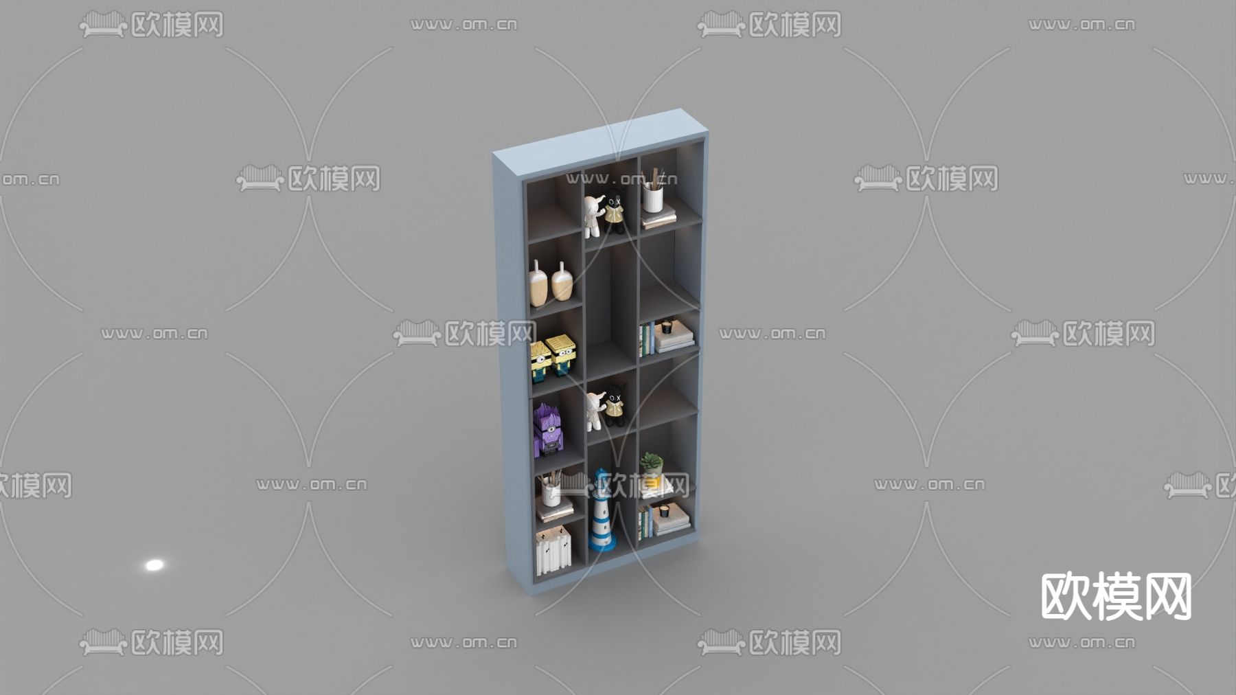 现代简约实木书架免费3d模型下载