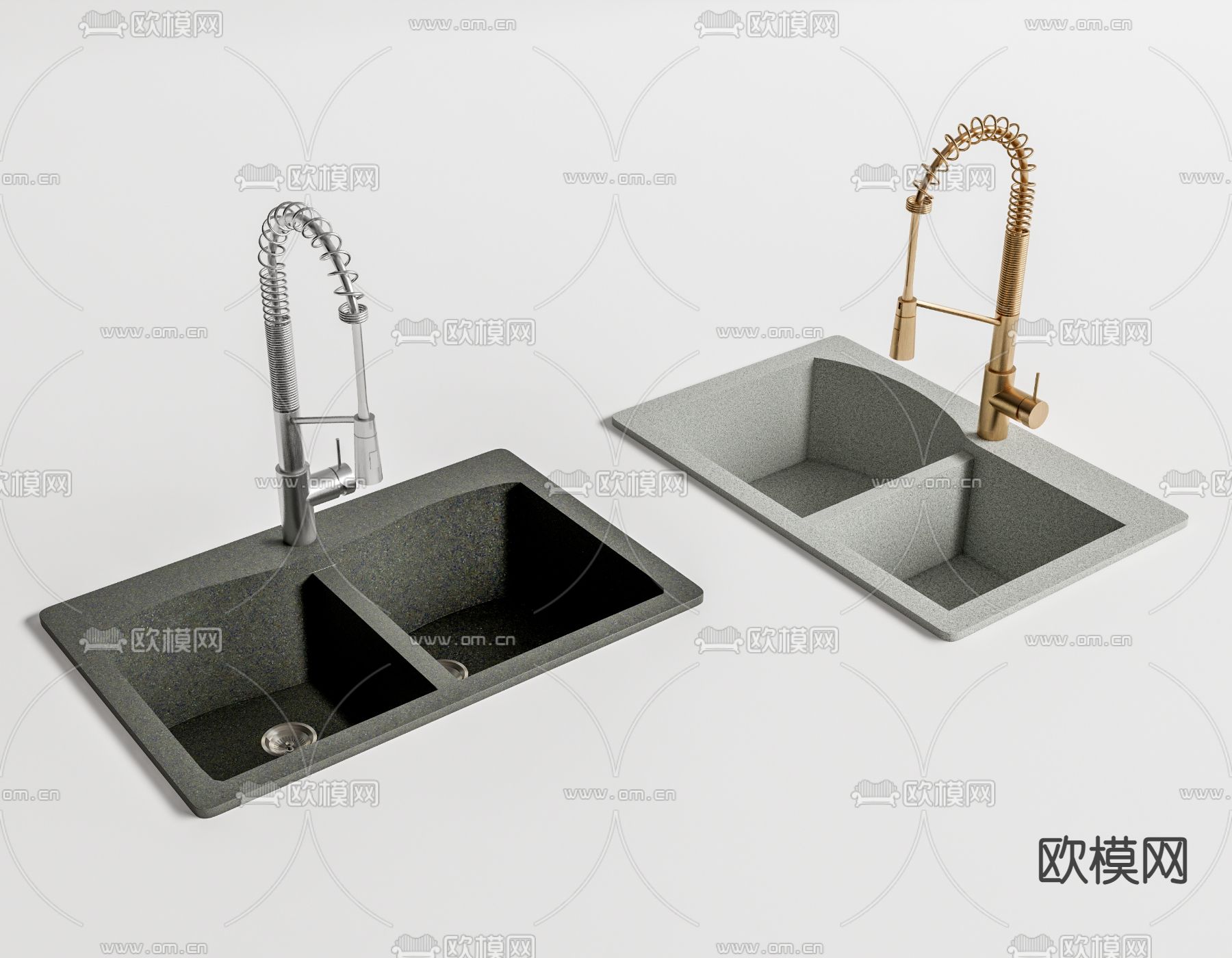 现代水槽 洗菜池su模型下载（渲染图1）