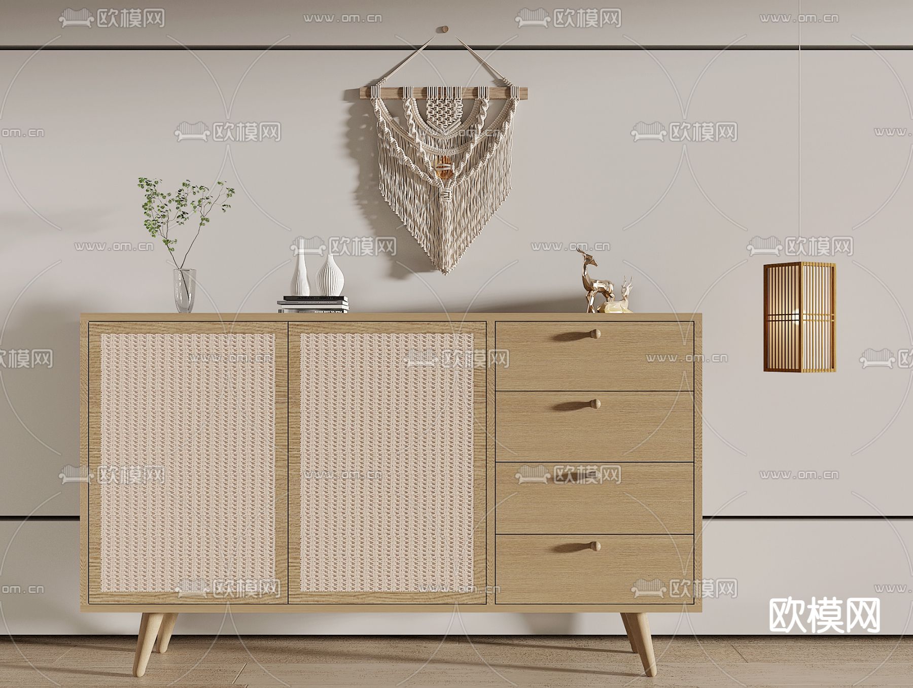 日式餐边柜 端景柜3d模型下载