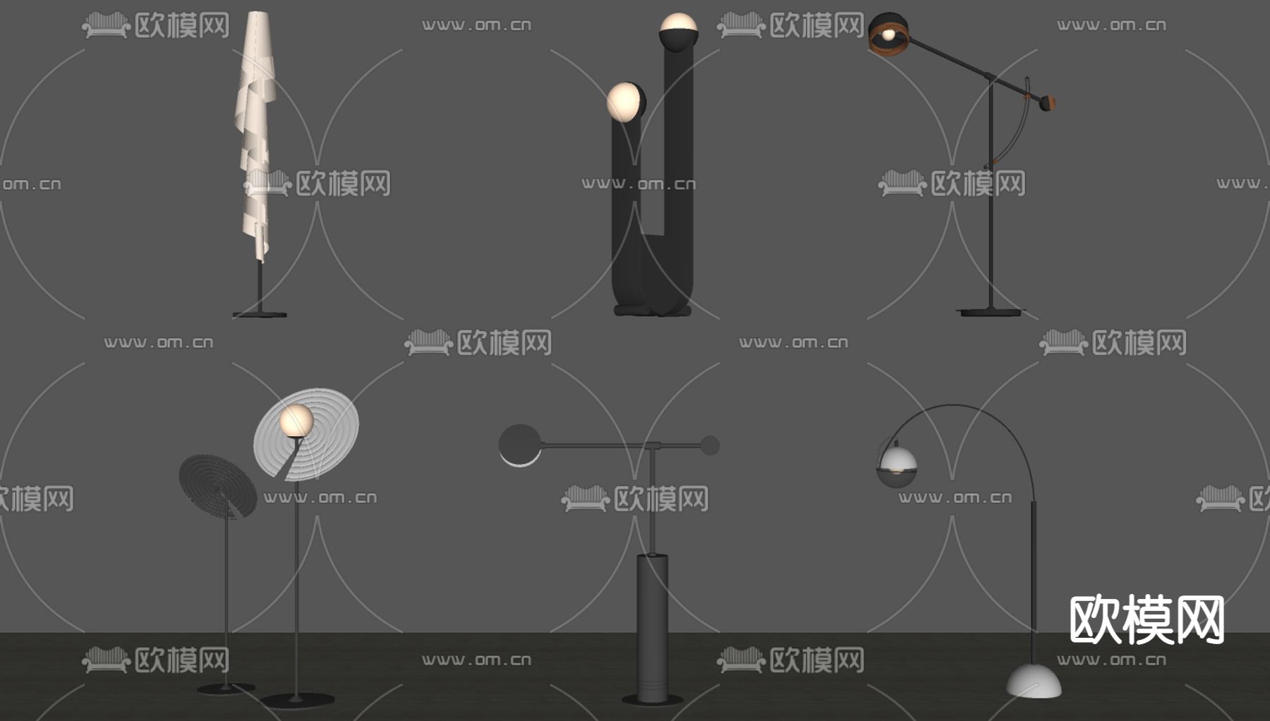 现代落地灯su模型下载（渲染图2）