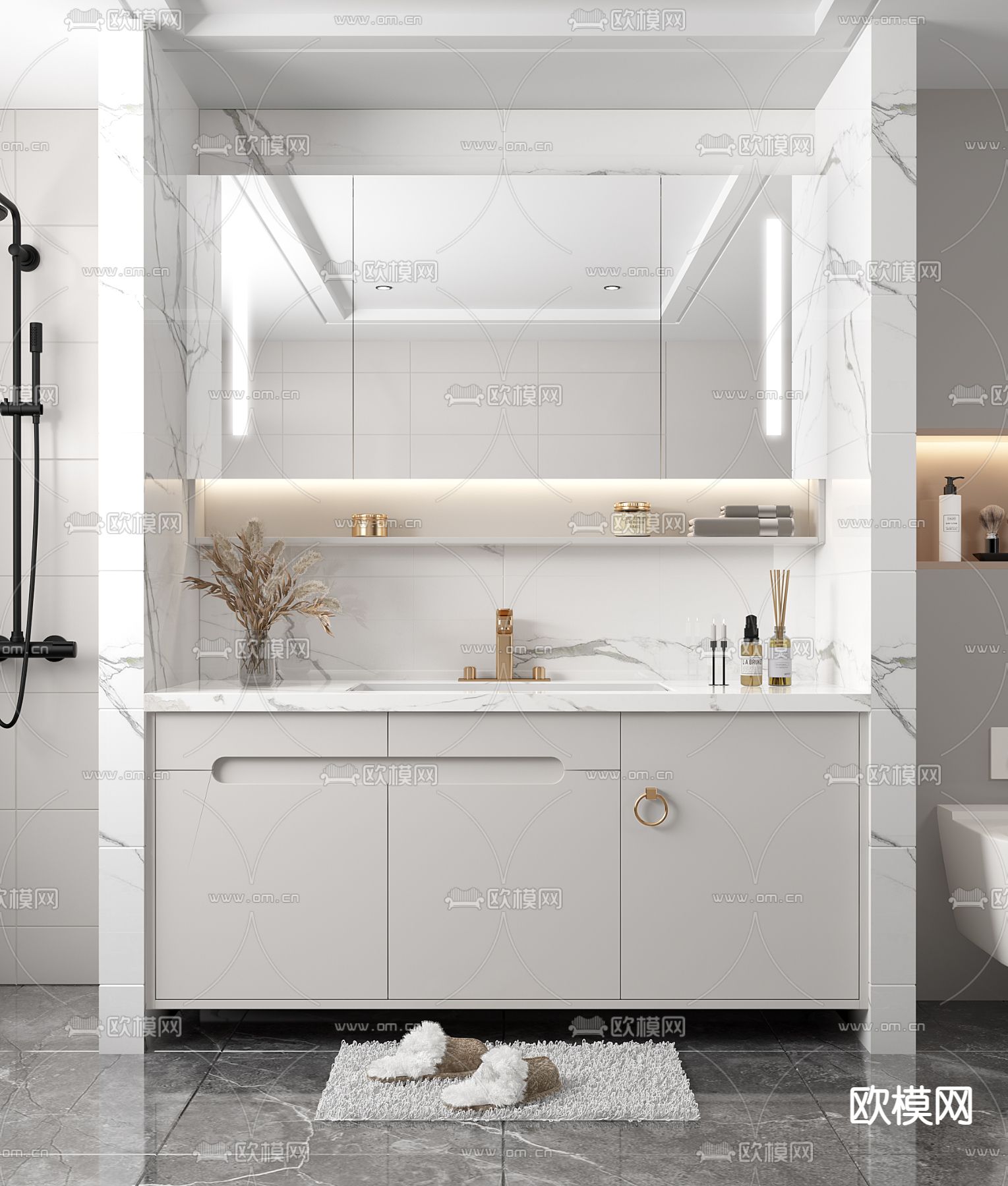 现代浴室柜 洗手台3d模型下载