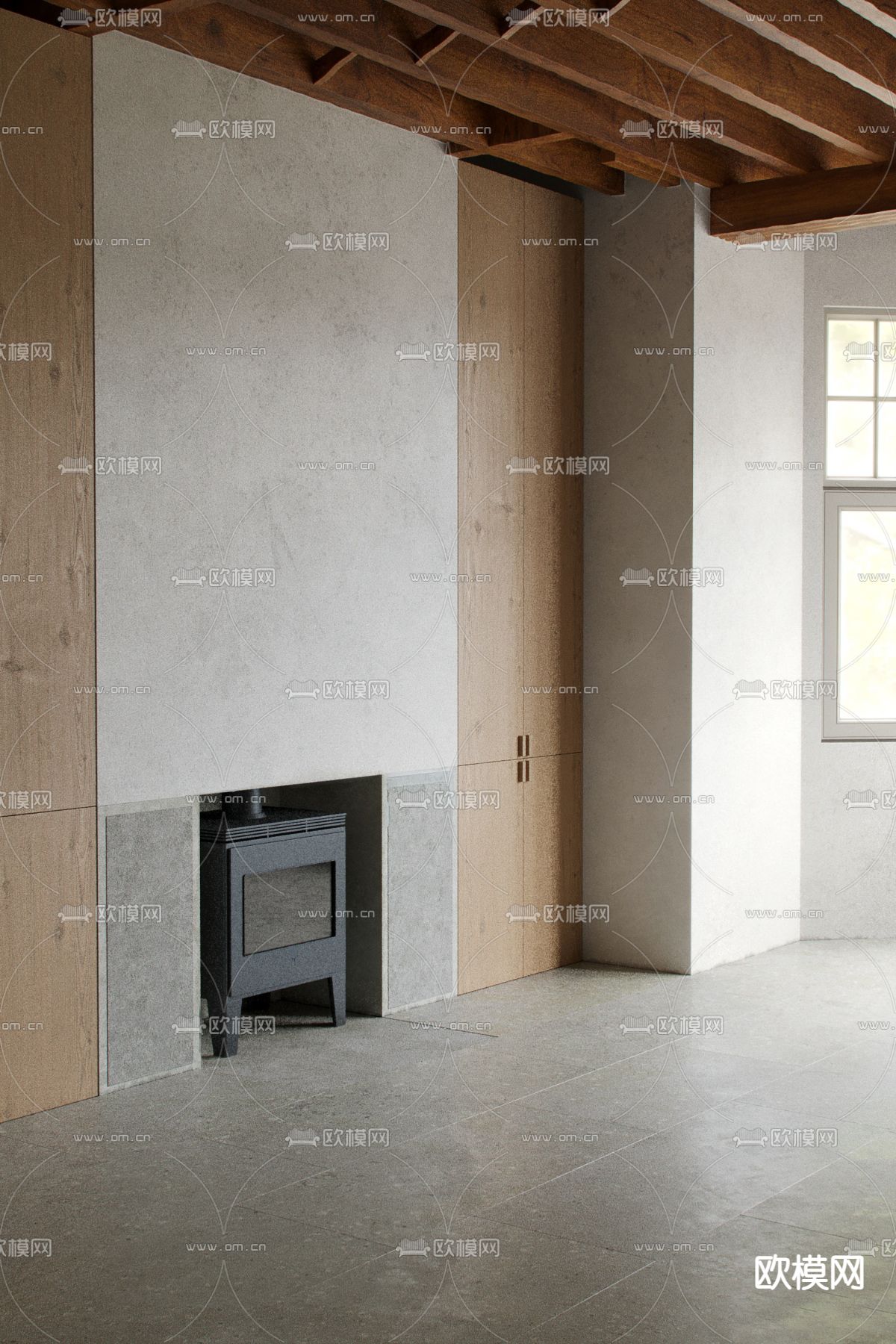 现代壁炉免费3d模型下载