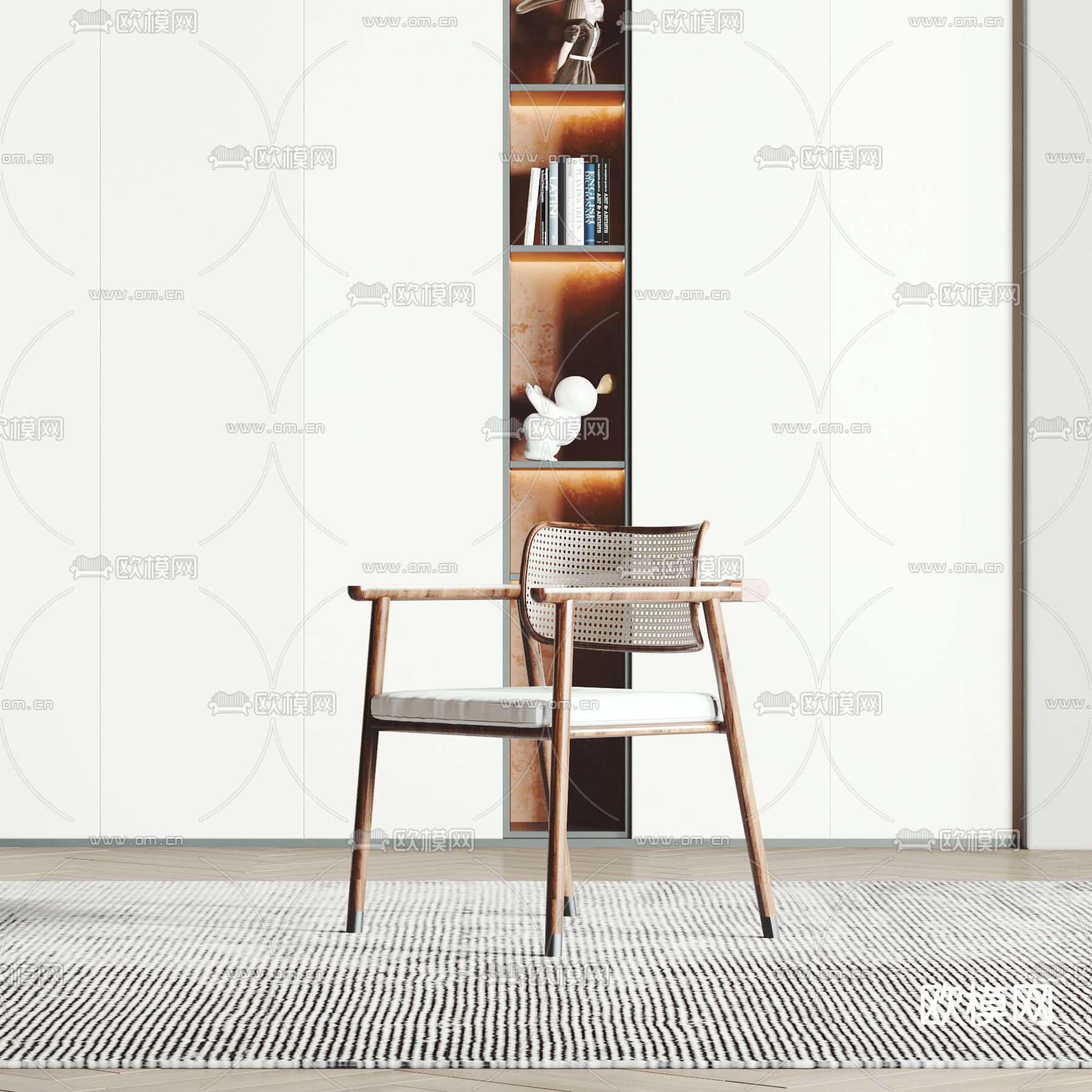 现代藤编餐椅 单椅子3d模型下载