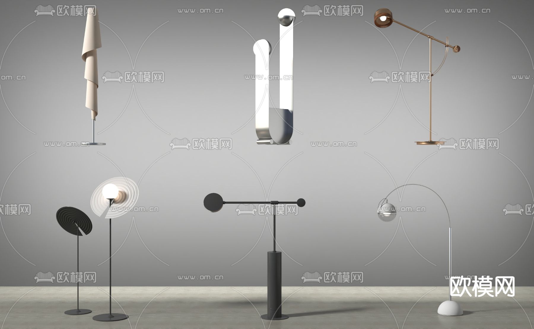 现代落地灯su模型下载（渲染图1）