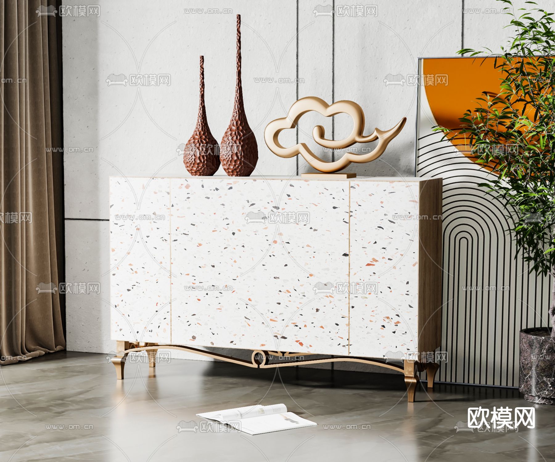 简欧玄关柜 端景柜3d模型下载