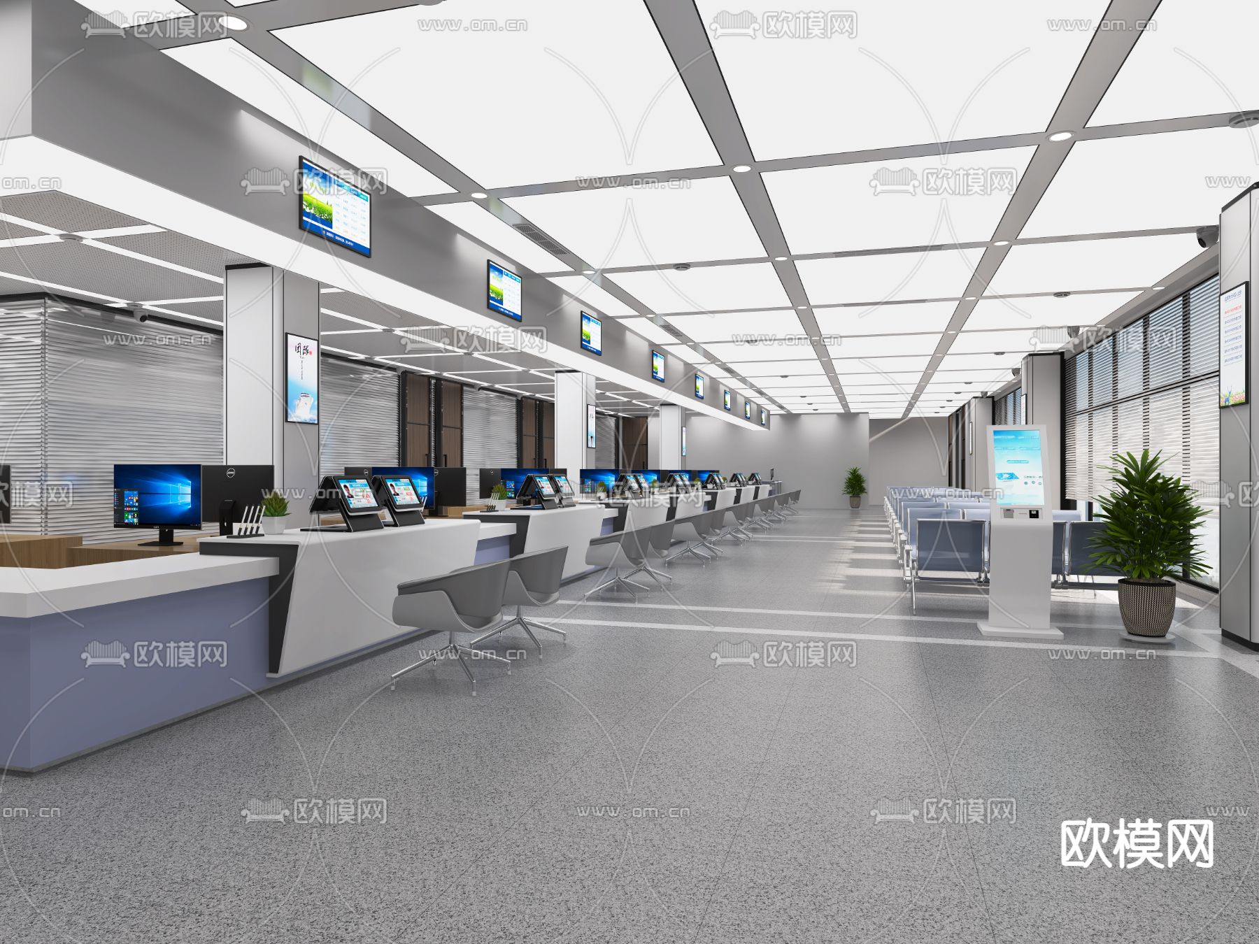 现代服务中心大厅3D模型下载（渲染图2）