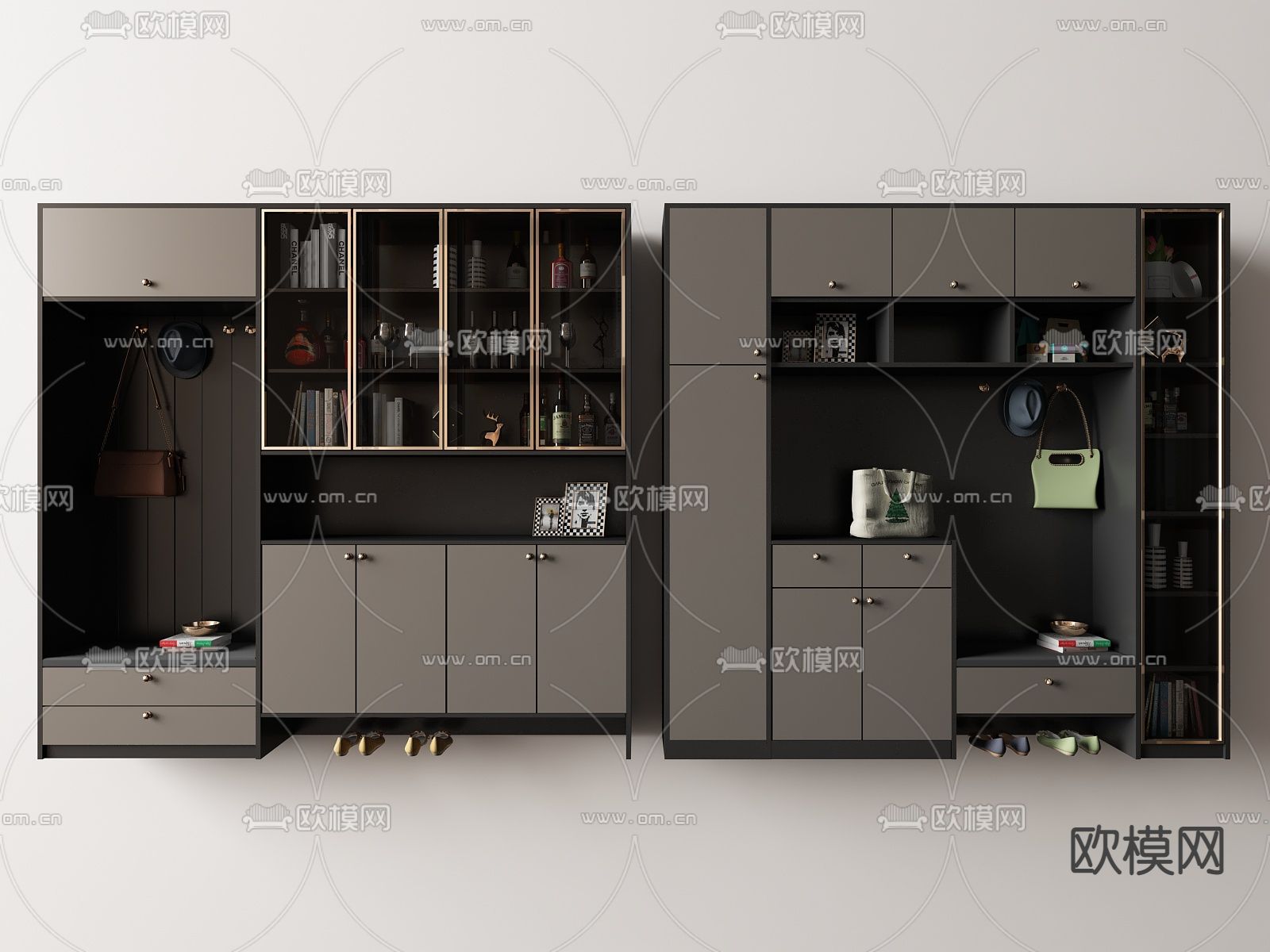 现代入户鞋柜su模型下载（渲染图1）