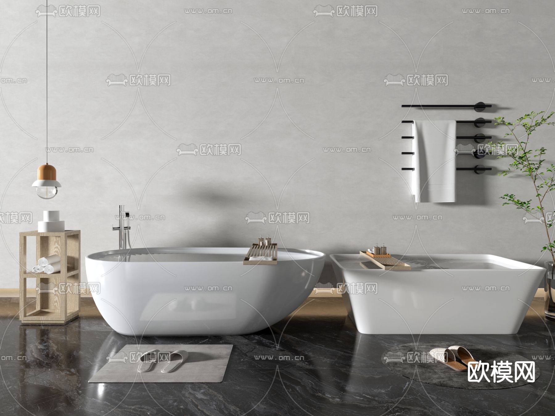 现代浴缸su模型下载