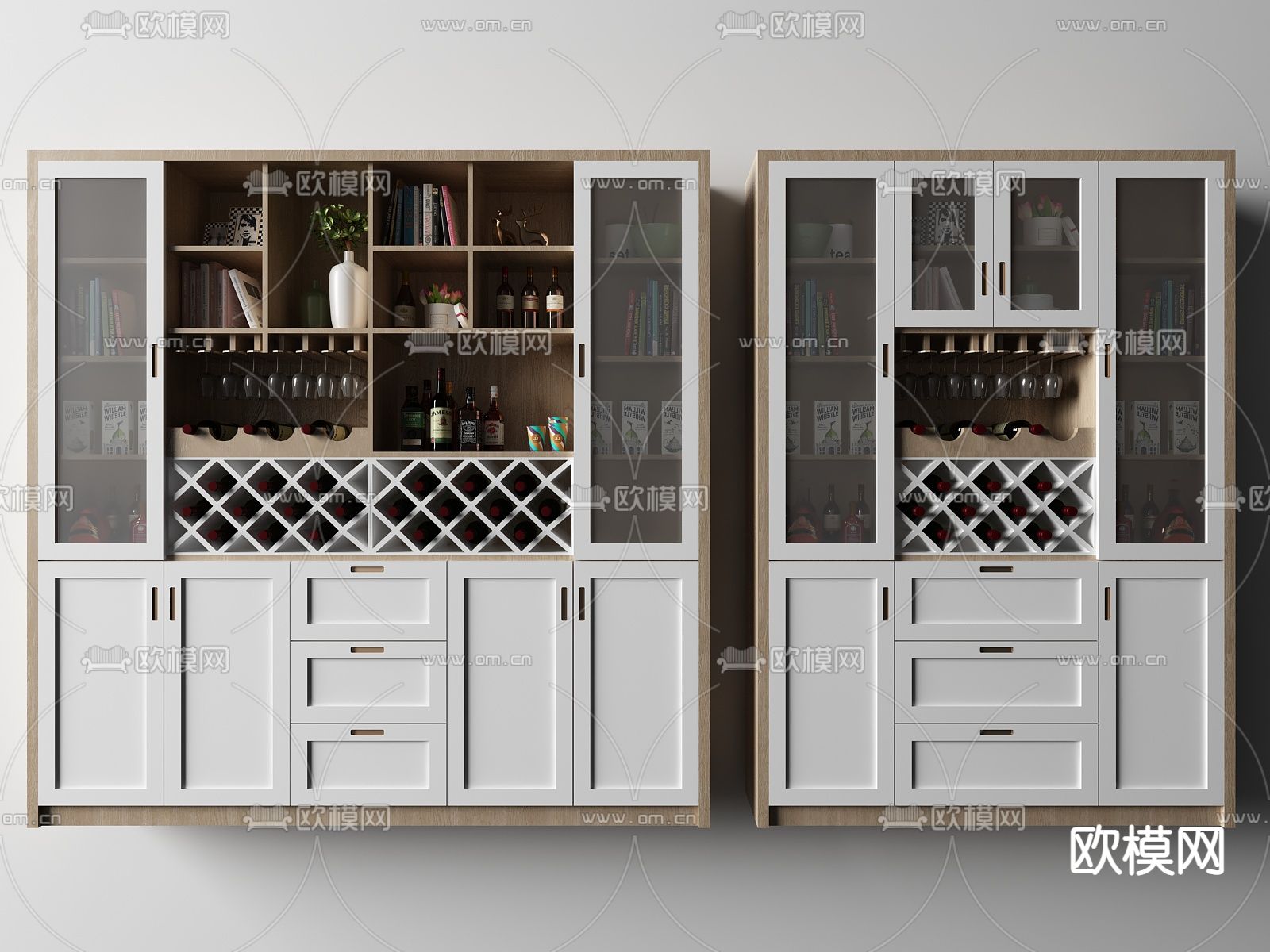 现代轻奢酒柜su模型下载（渲染图1）