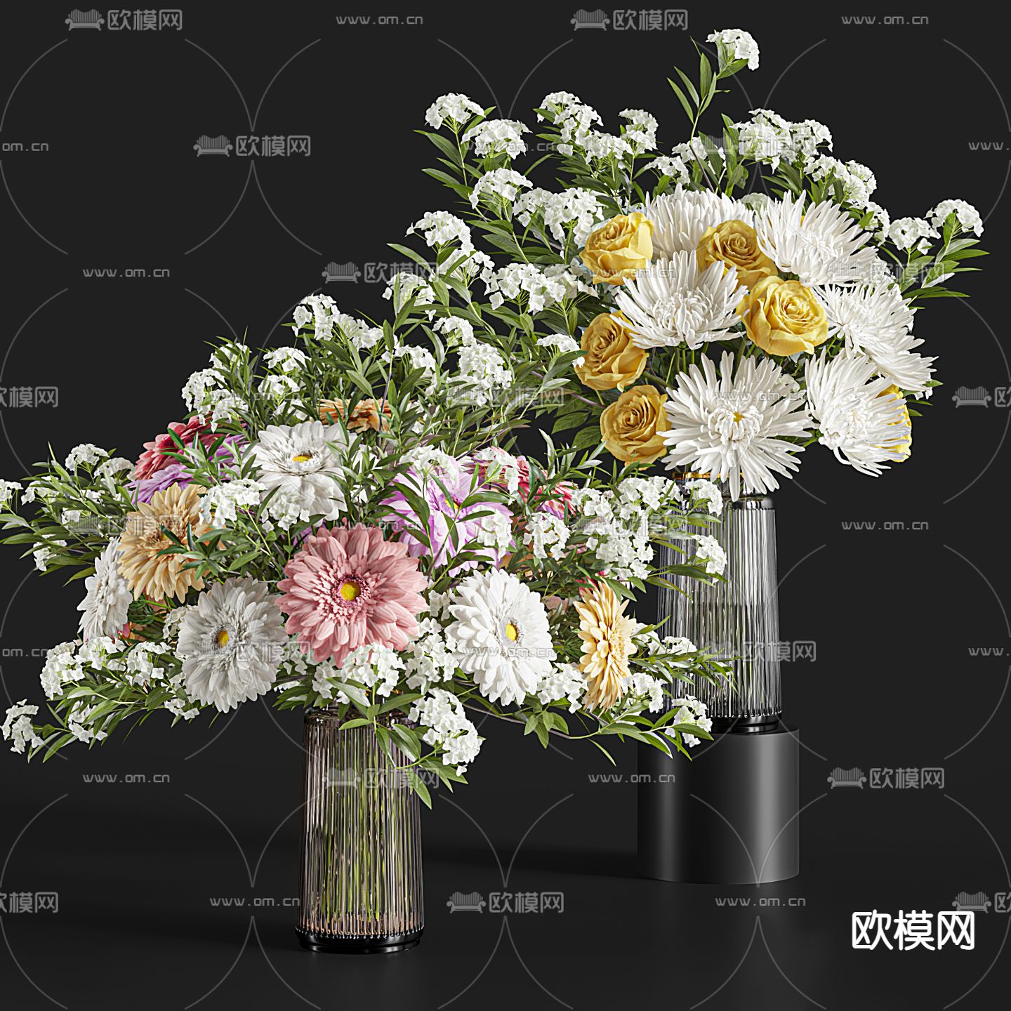 花卉花瓶 花艺 插花3d模型