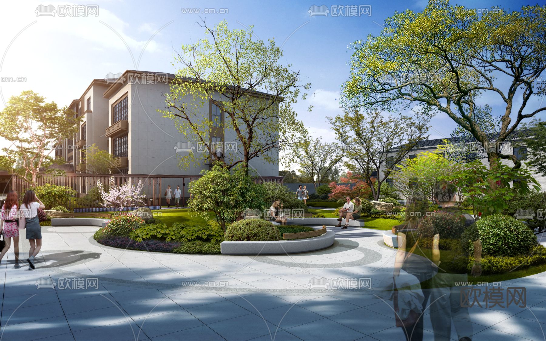 现代公园园林休息区psd下载